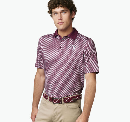 Collegiate XC+&trade; State Print Polo - Texas A&M - Maroon