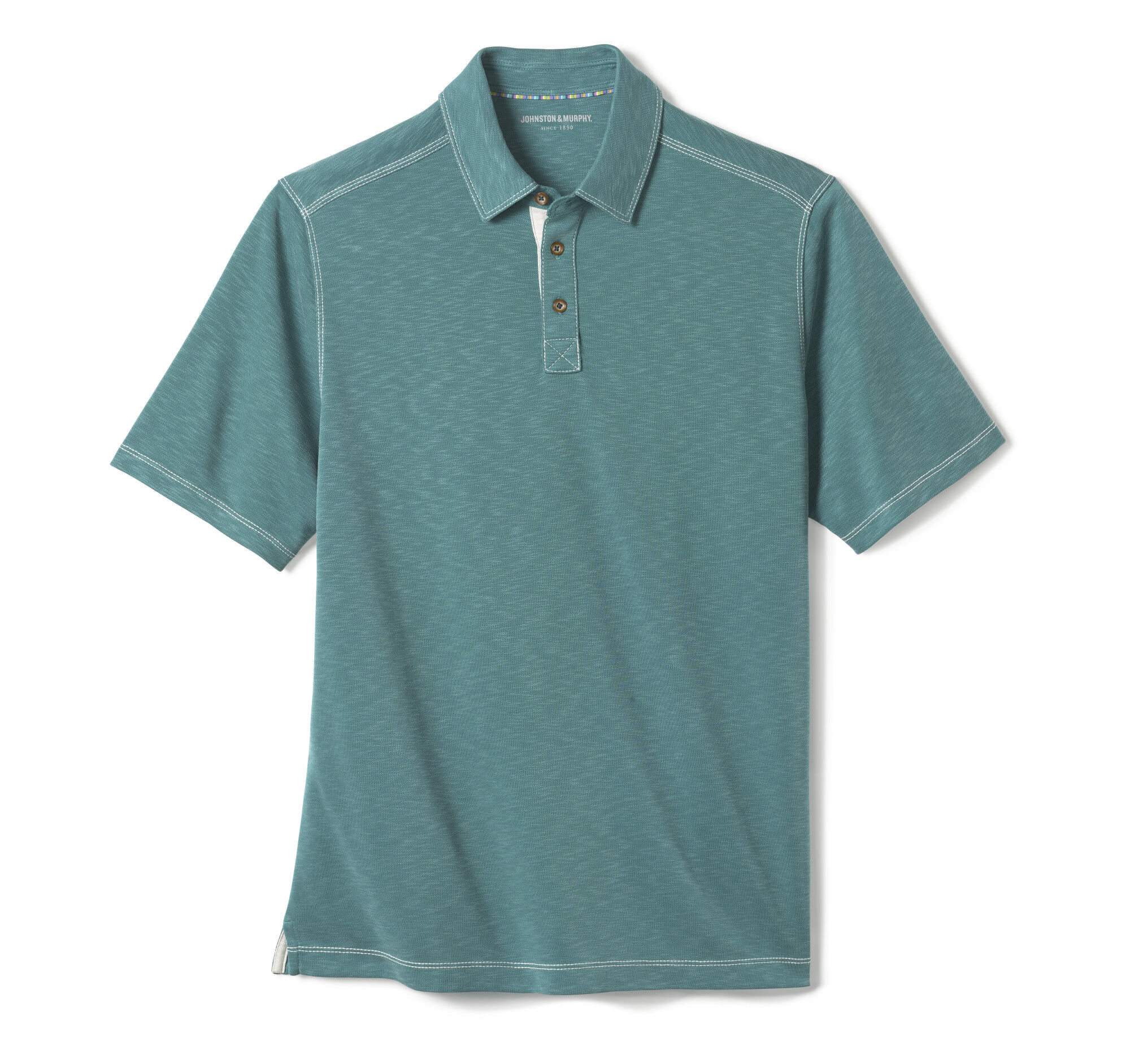Men's Vintage Slub Polo in Green | Johnston & Murphy