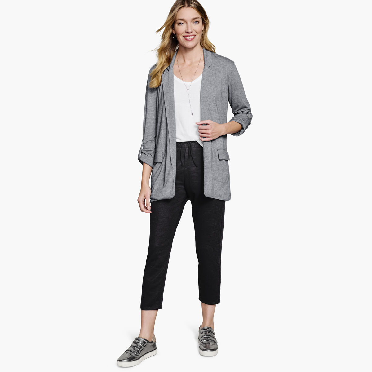 Mélange Knit Blazer image number null