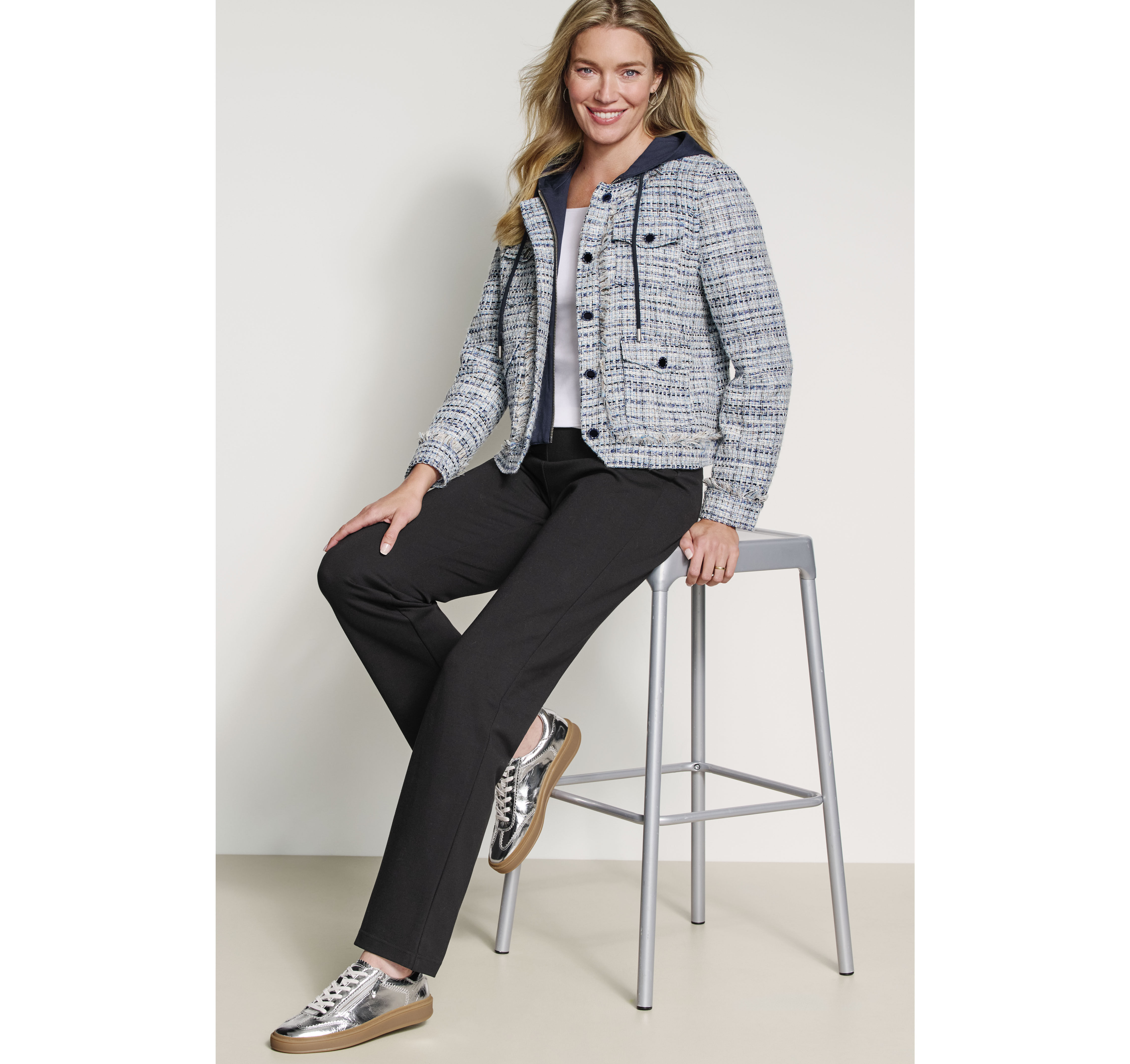 Tweed Jacket with Removable Hooded Bib