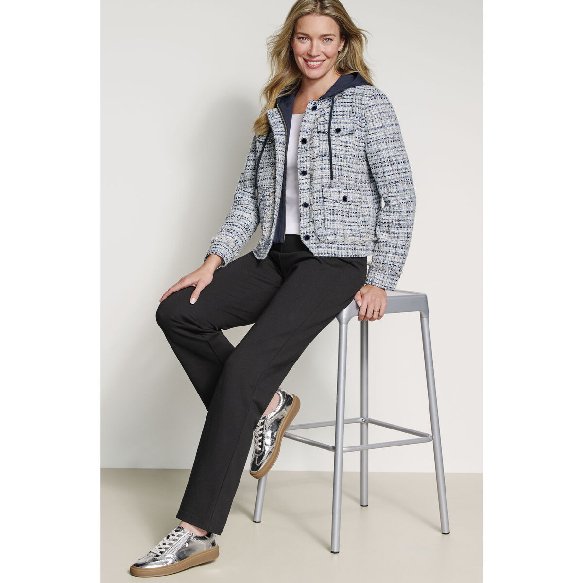 Tweed Jacket with Removable Hooded Bib image number null