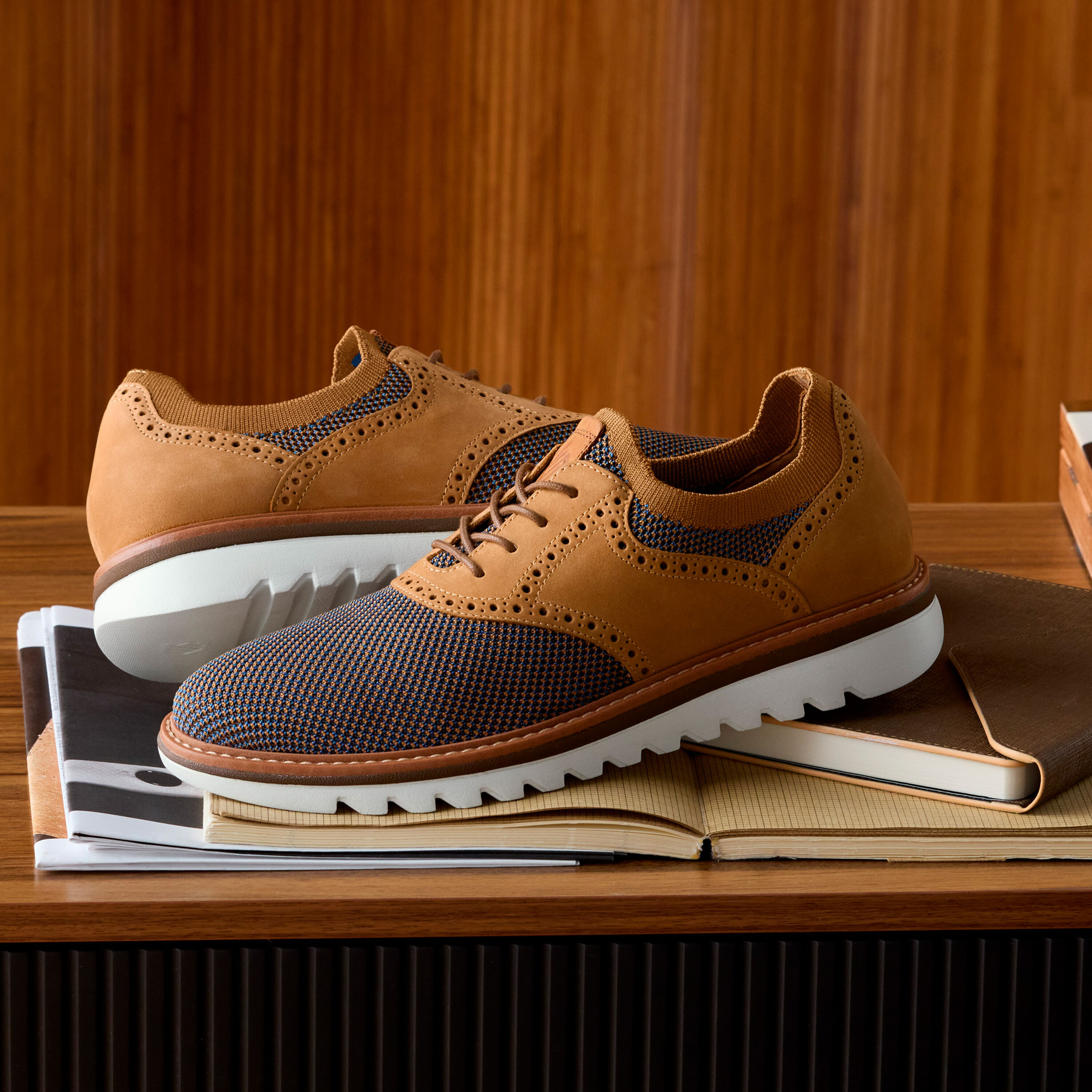 Johnston & Murphy Men’s Braydon Knit Saddle Shoes, Casual Dress Shoes for Men Men main image 2