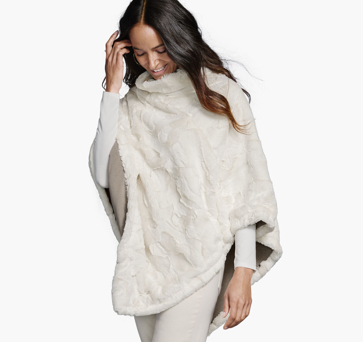 Reversible Faux-Fur Poncho image number null