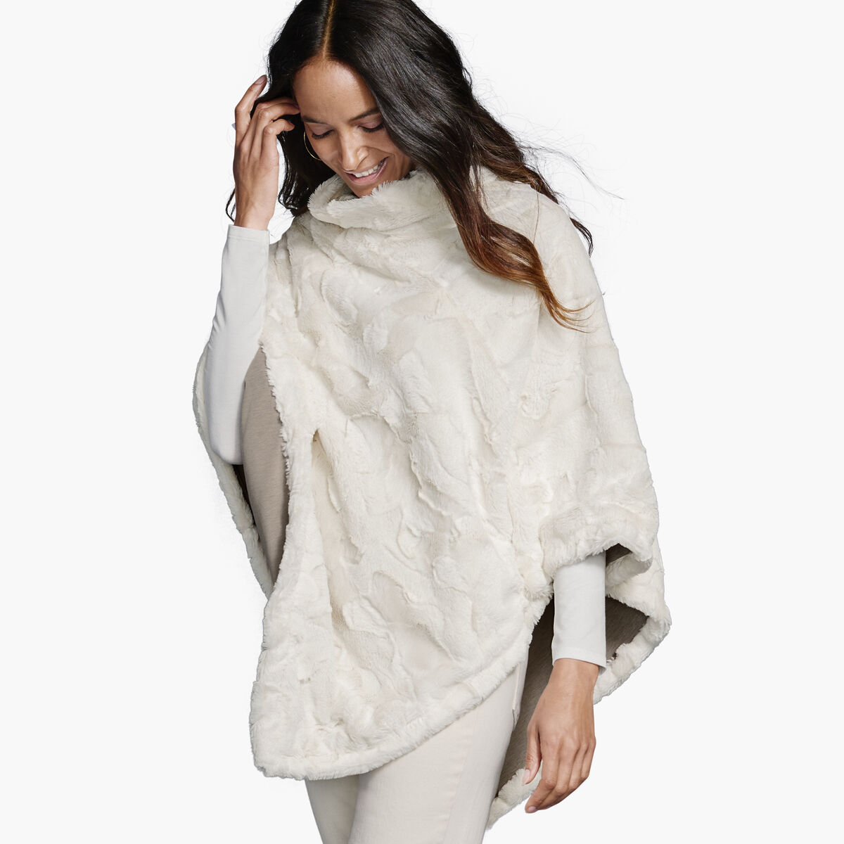 Reversible Faux-Fur Poncho image number null