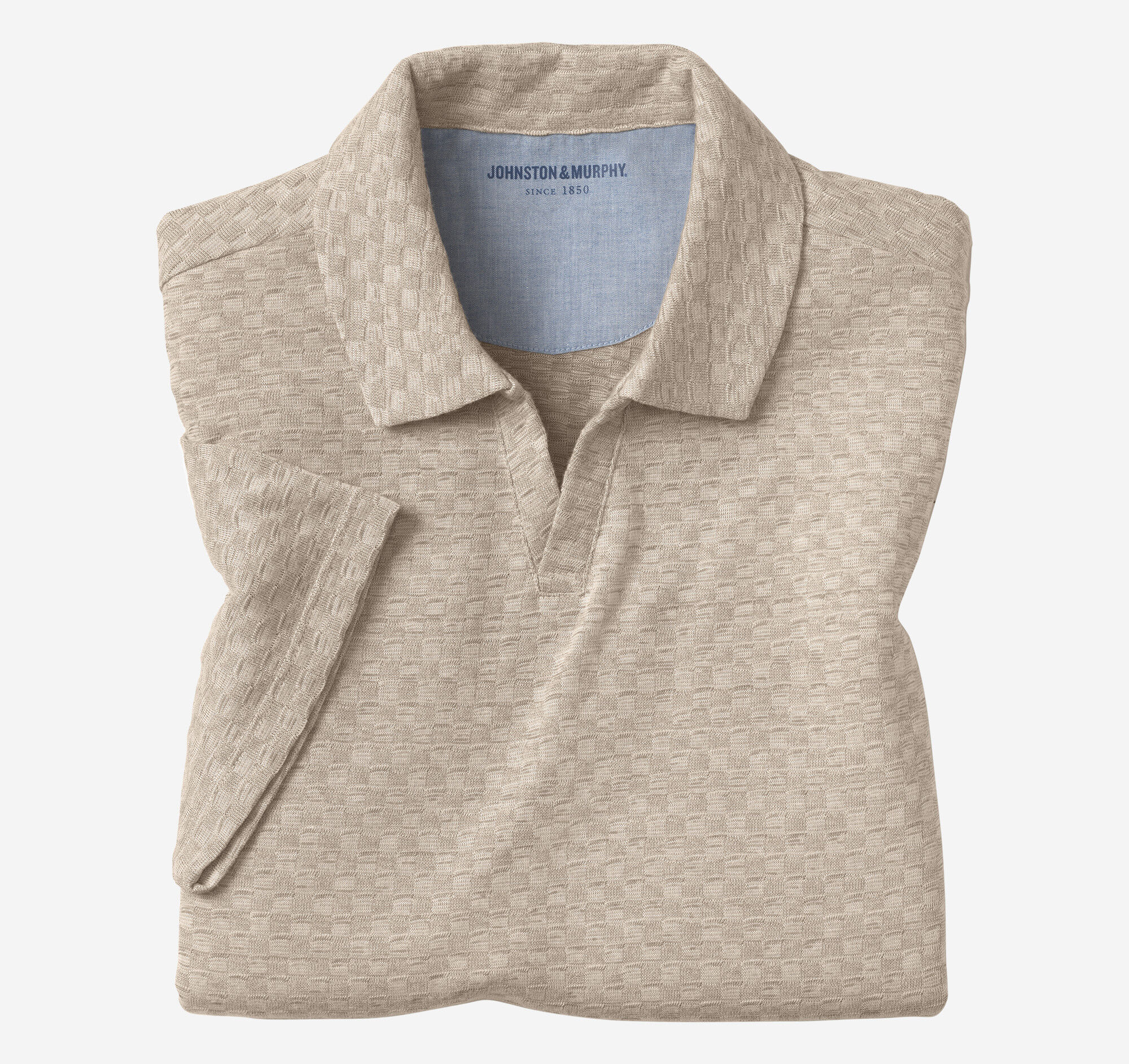 Basketweave V-Neck Polo