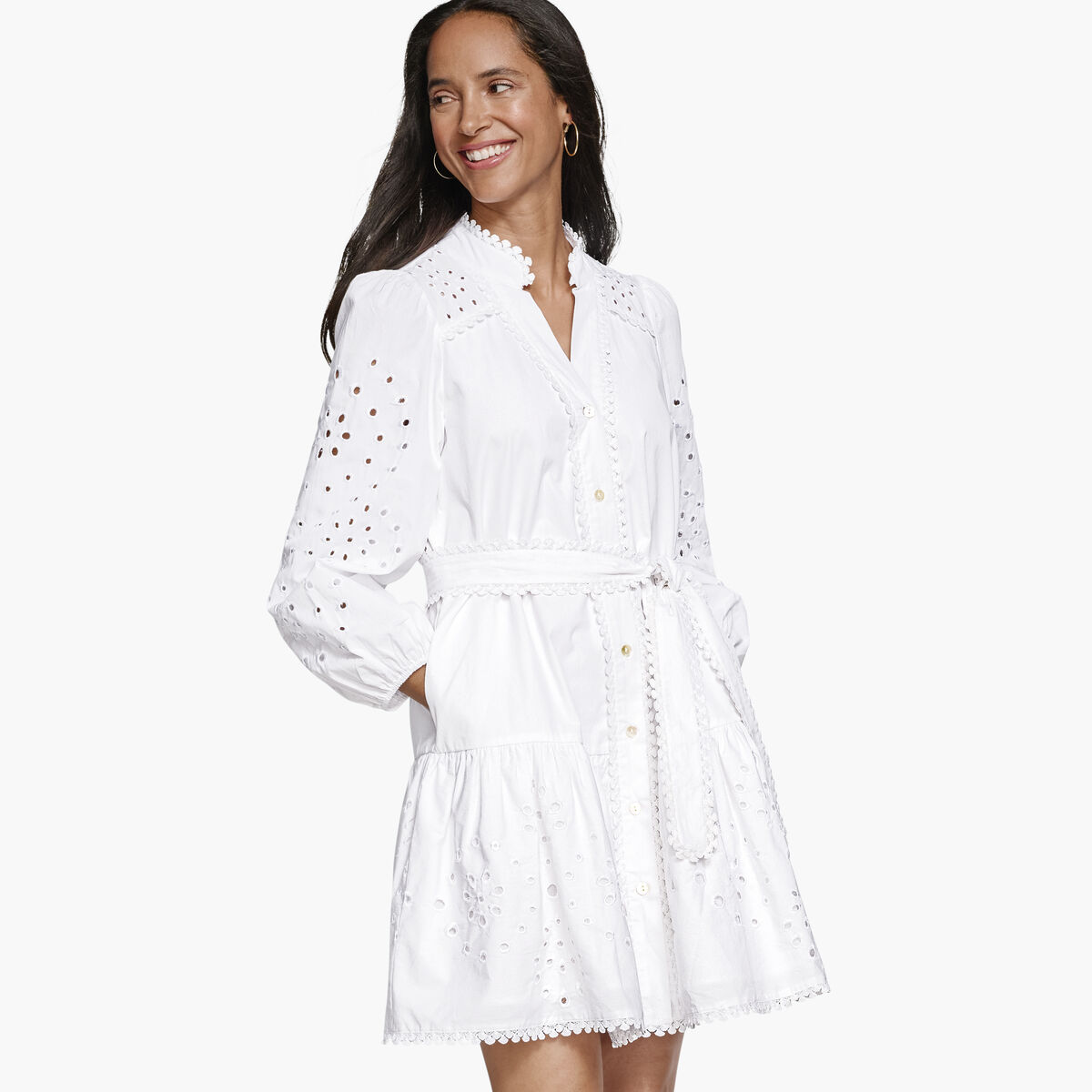 Button-Front Eyelet Dress image number null