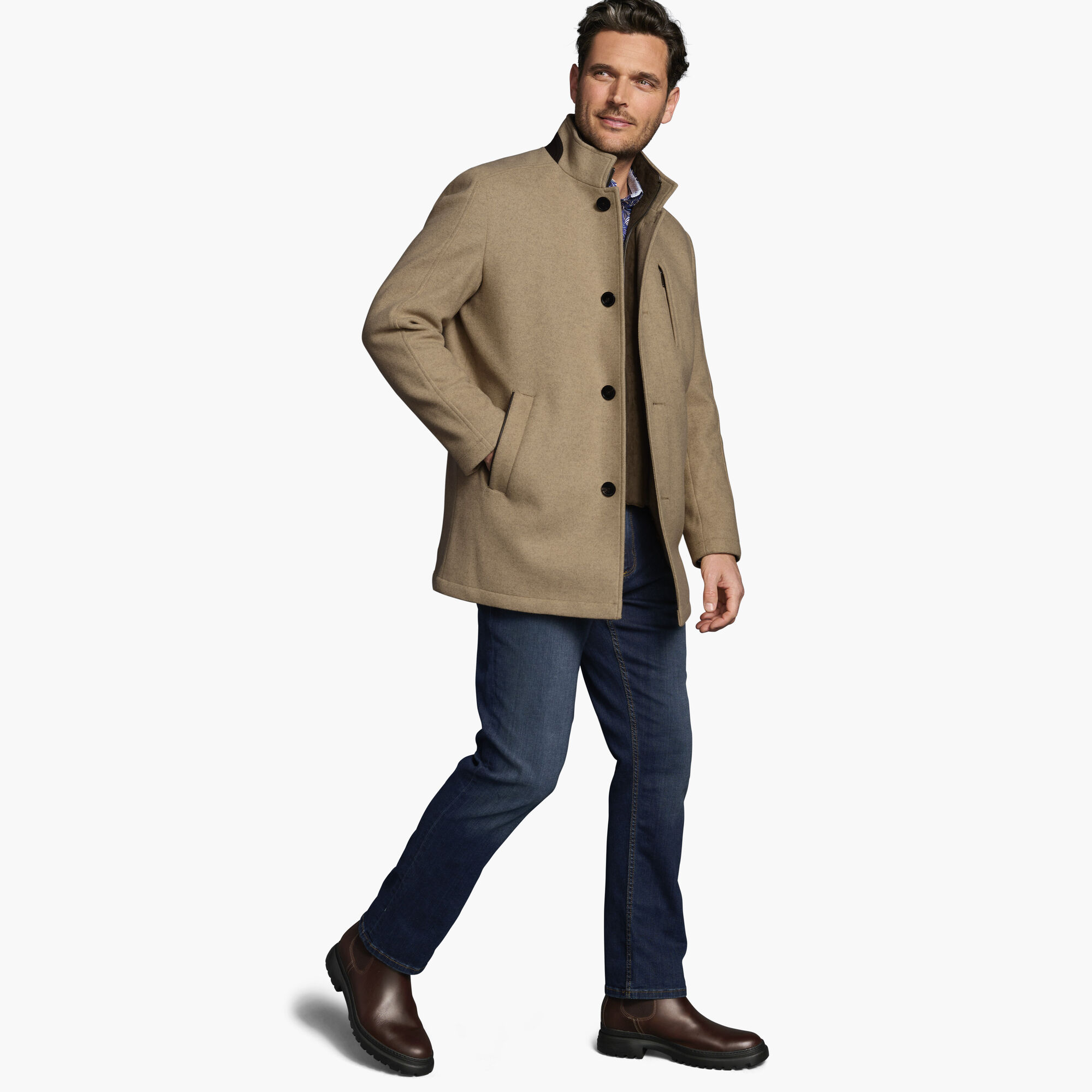 Men's Upton Car Coat in Camel Johnston Murphy