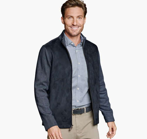 Faux-Suede Full-Zip - Navy