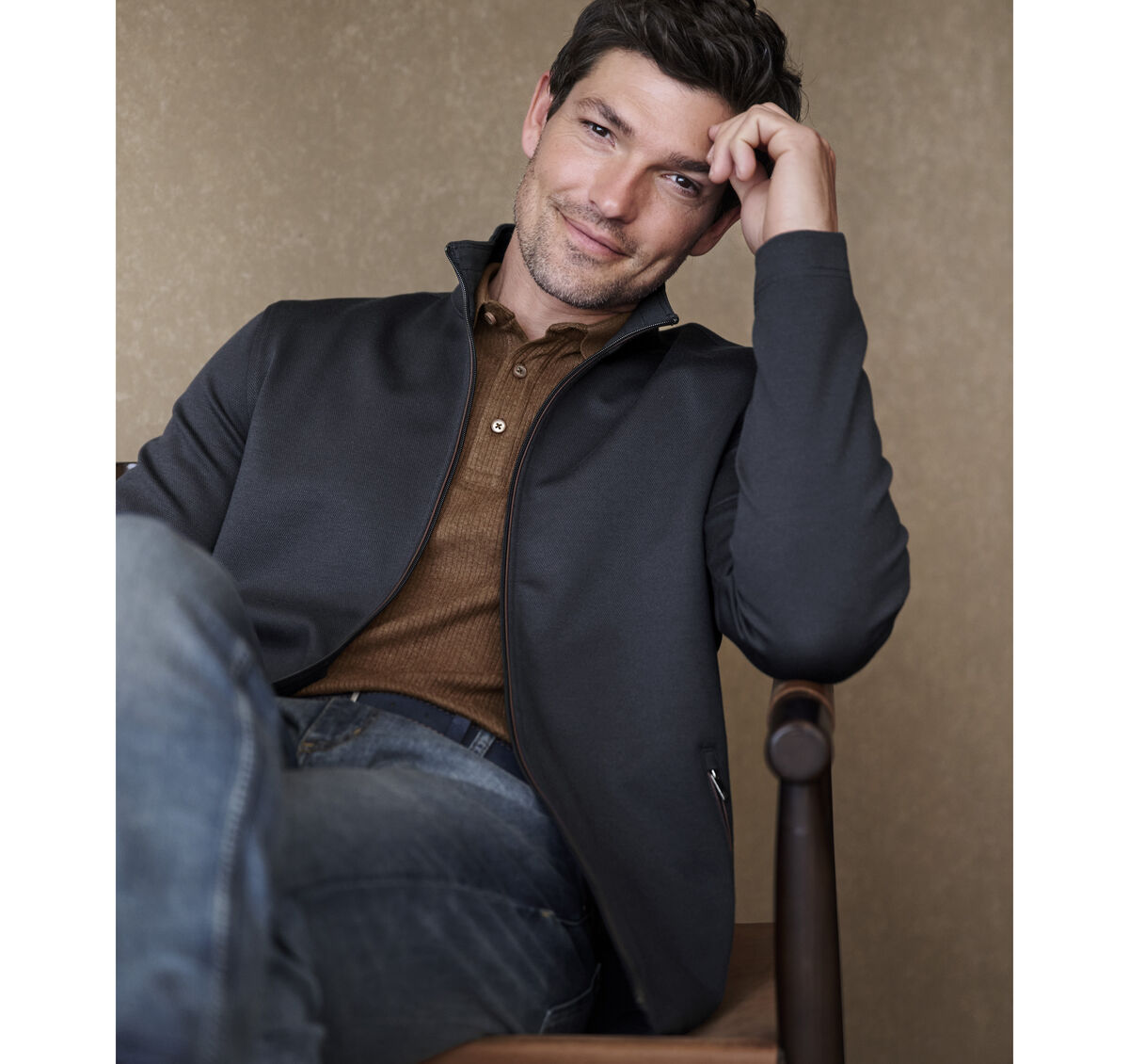 Textured Solid Full Zip image number null