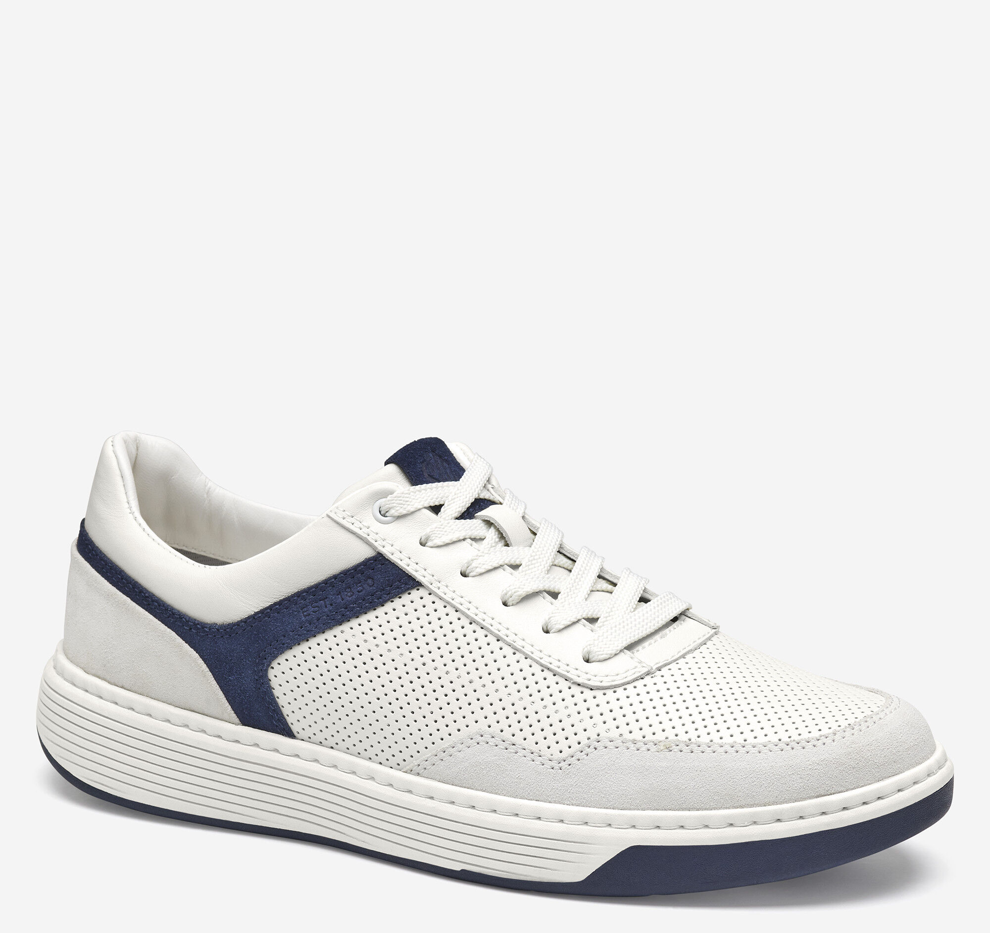 Men's Dawson Moc Toe U-Throat in White Full Grain/Navy Suede