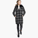 Plaid Coat with Removable Faux-Fur Collar image number null