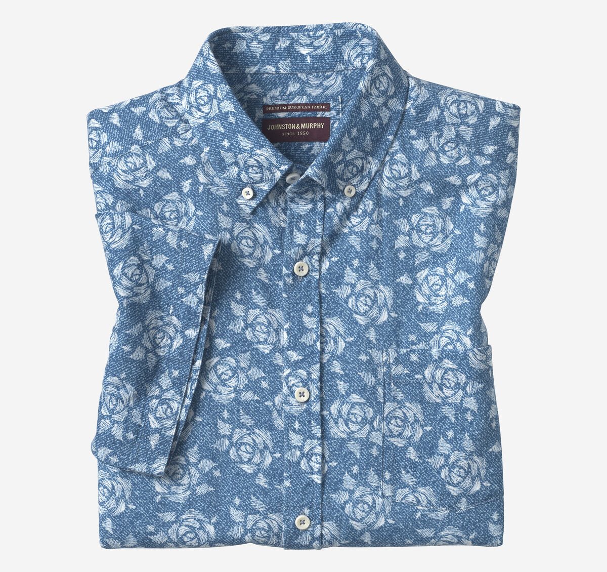 Cotton-Linen Short-Sleeve Print Shirt image number null