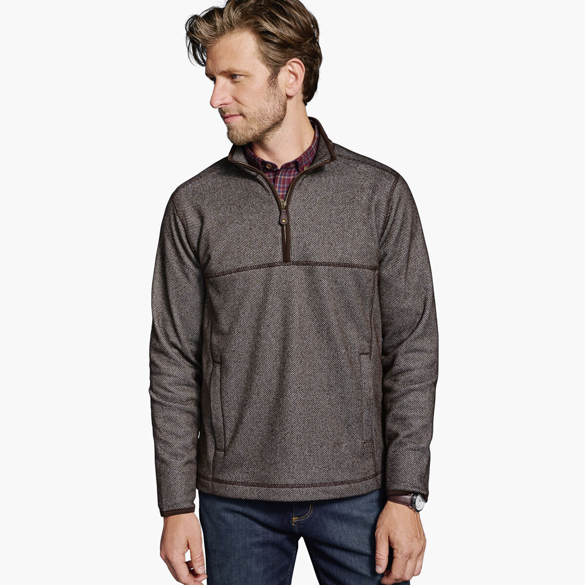Textured Fleece Quarter-Zip image number null