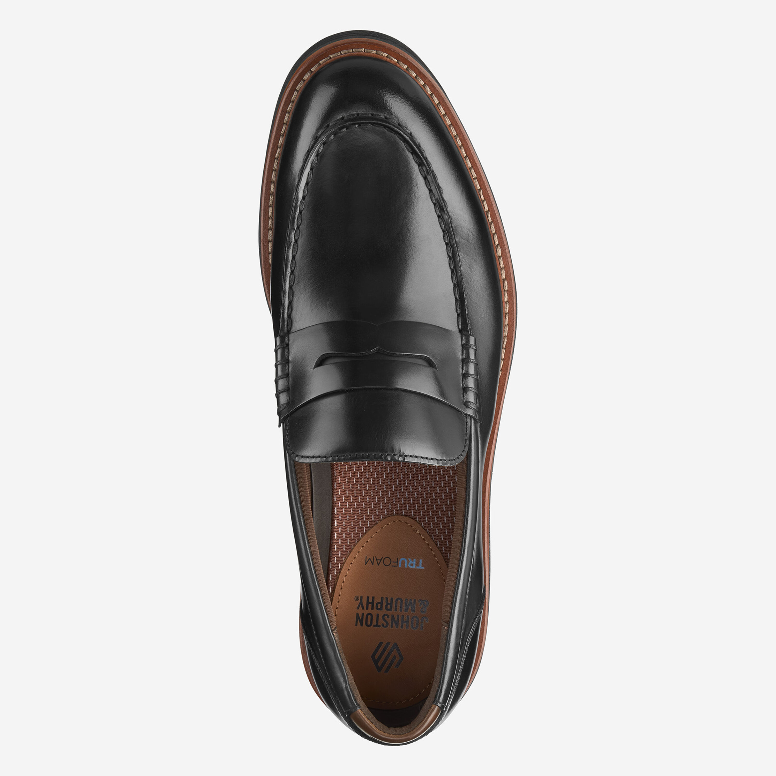 Johnston & Murphy two-tone black and brown woven leather penny loafers size 10.5 Men main image 2
