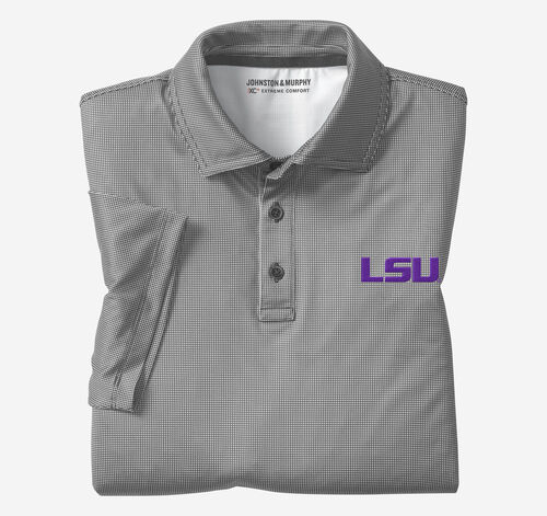 Collegiate XC+&trade; Gingham Polo - LSU - Black Shirt