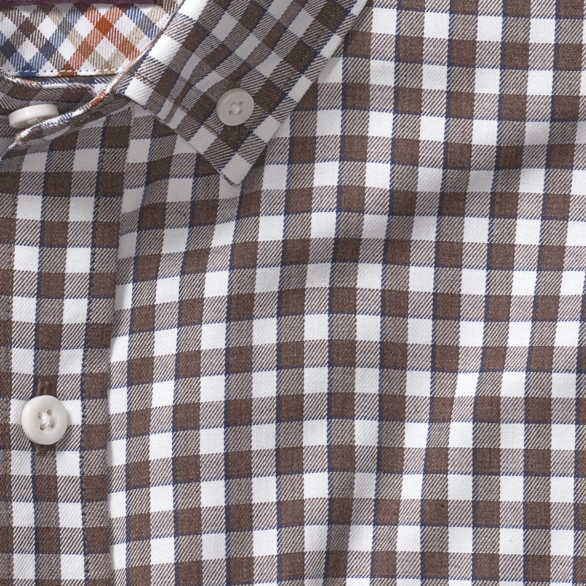 Long-Sleeve Twill Checked Shirt image number null