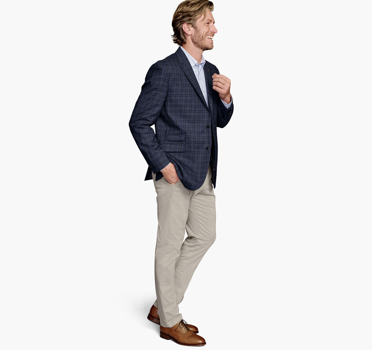 Multi-Line Plaid Dress Blazer image number null