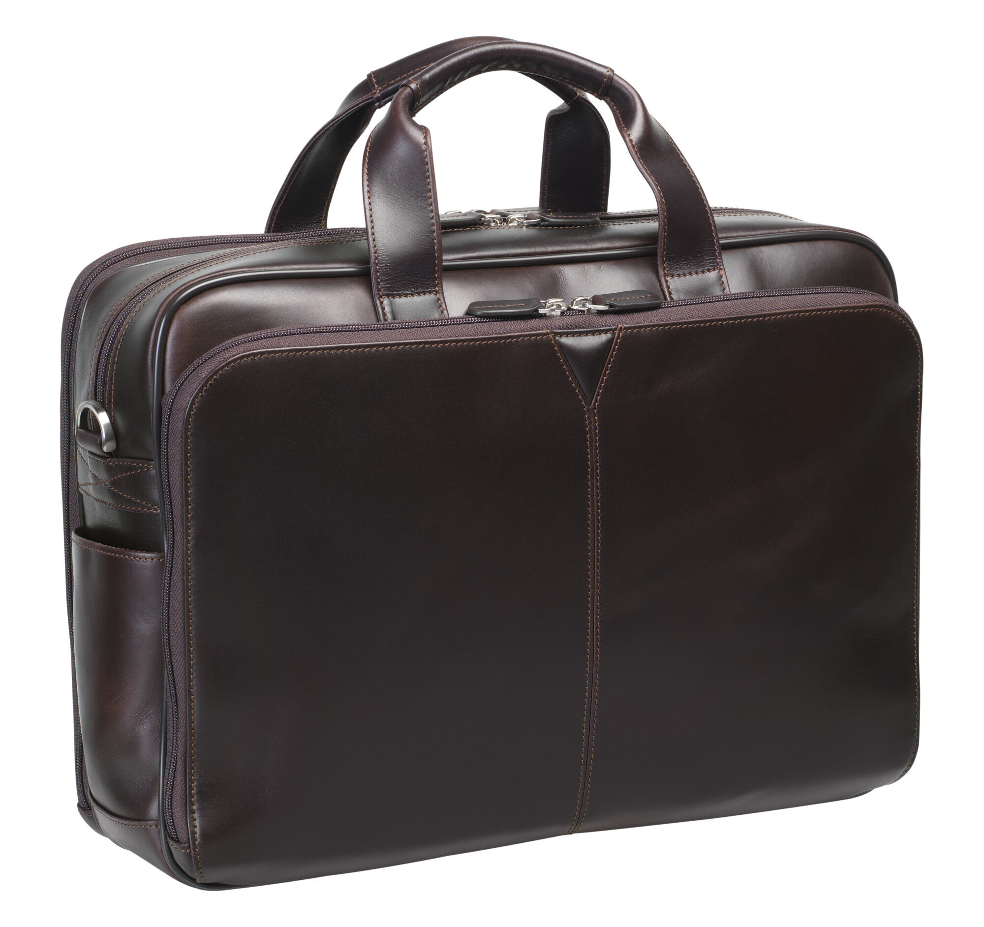 Men's Double-Zip Briefcase in Mahogany | Johnston & Murphy