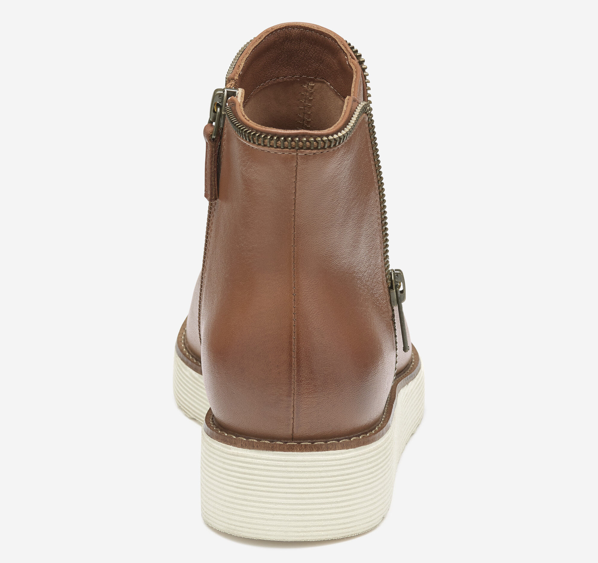 Women's Mitzi Zipper Bootie in Cognac Calfskin | Johnston & Murphy