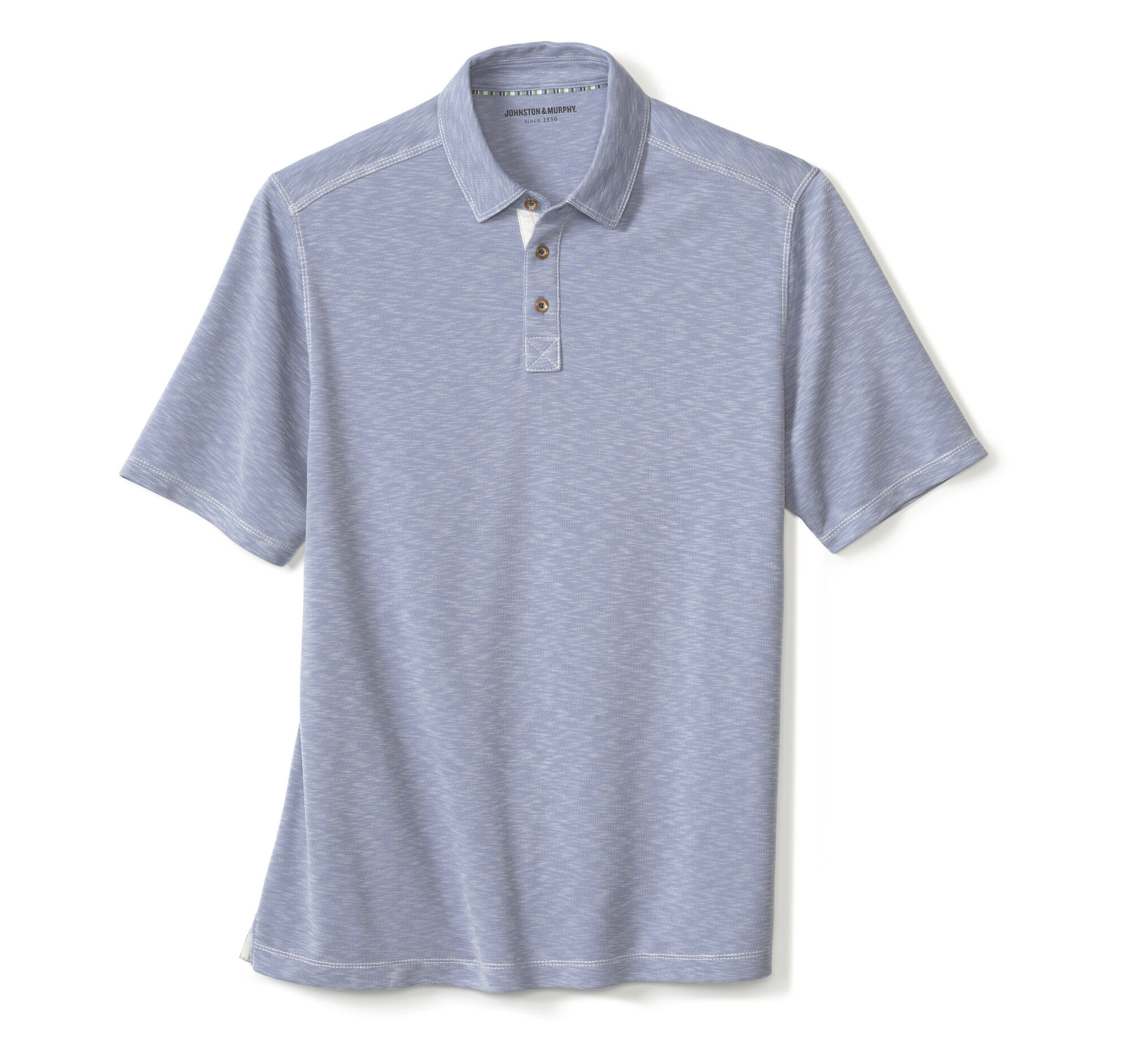 Men's Vintage Slub Polo in Dusty Blue | Johnston & Murphy