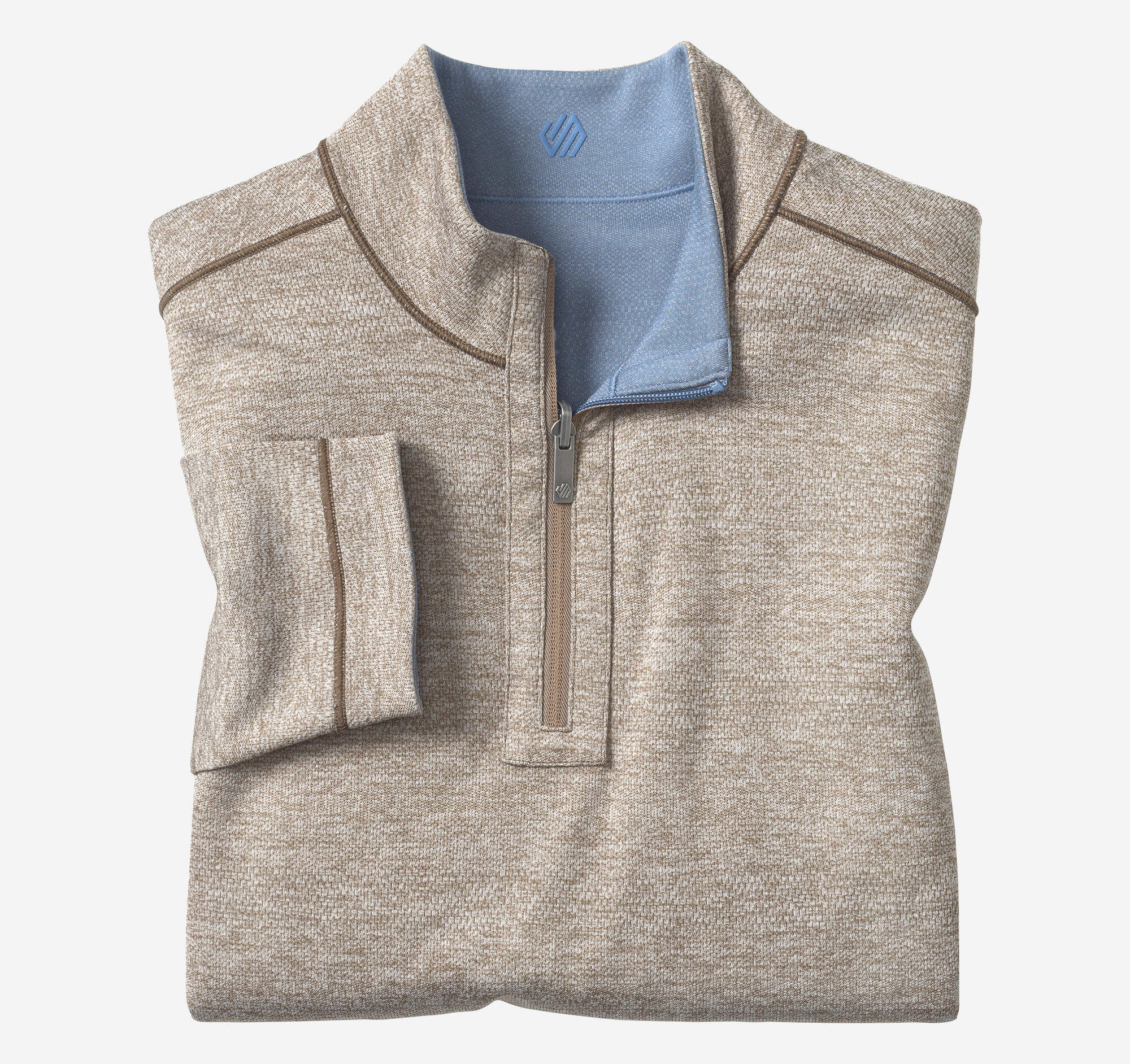 Men's XC4® Performance Reversible Quarter-Zip in Light Blue/Tan