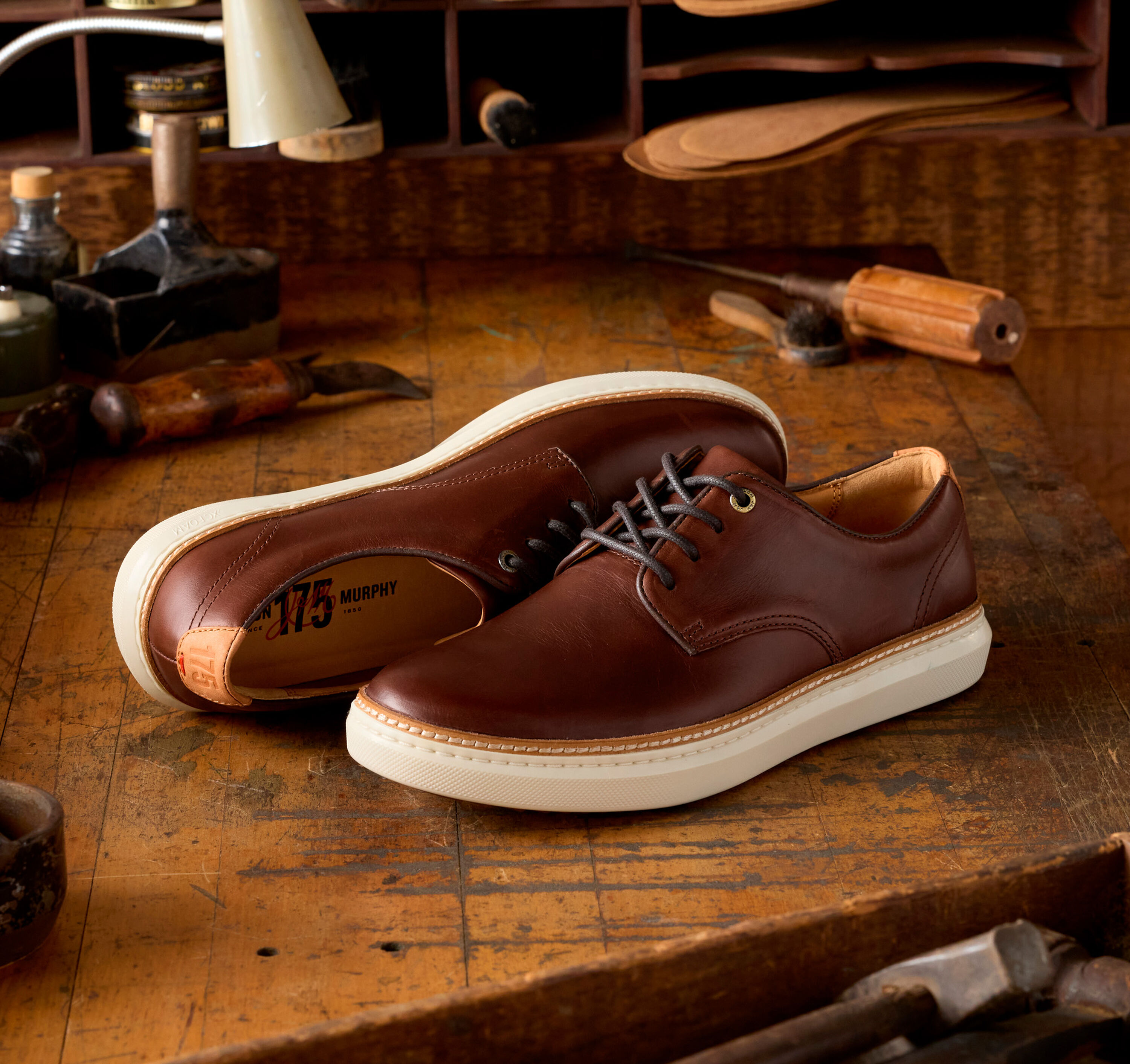 Johnston & Murphy Men\'s‎ McGuffey Tan Oiled Full Grain Shoes - Brown - Size 10.5 Johnston & Murphy McGuffey Woven Men main image 3