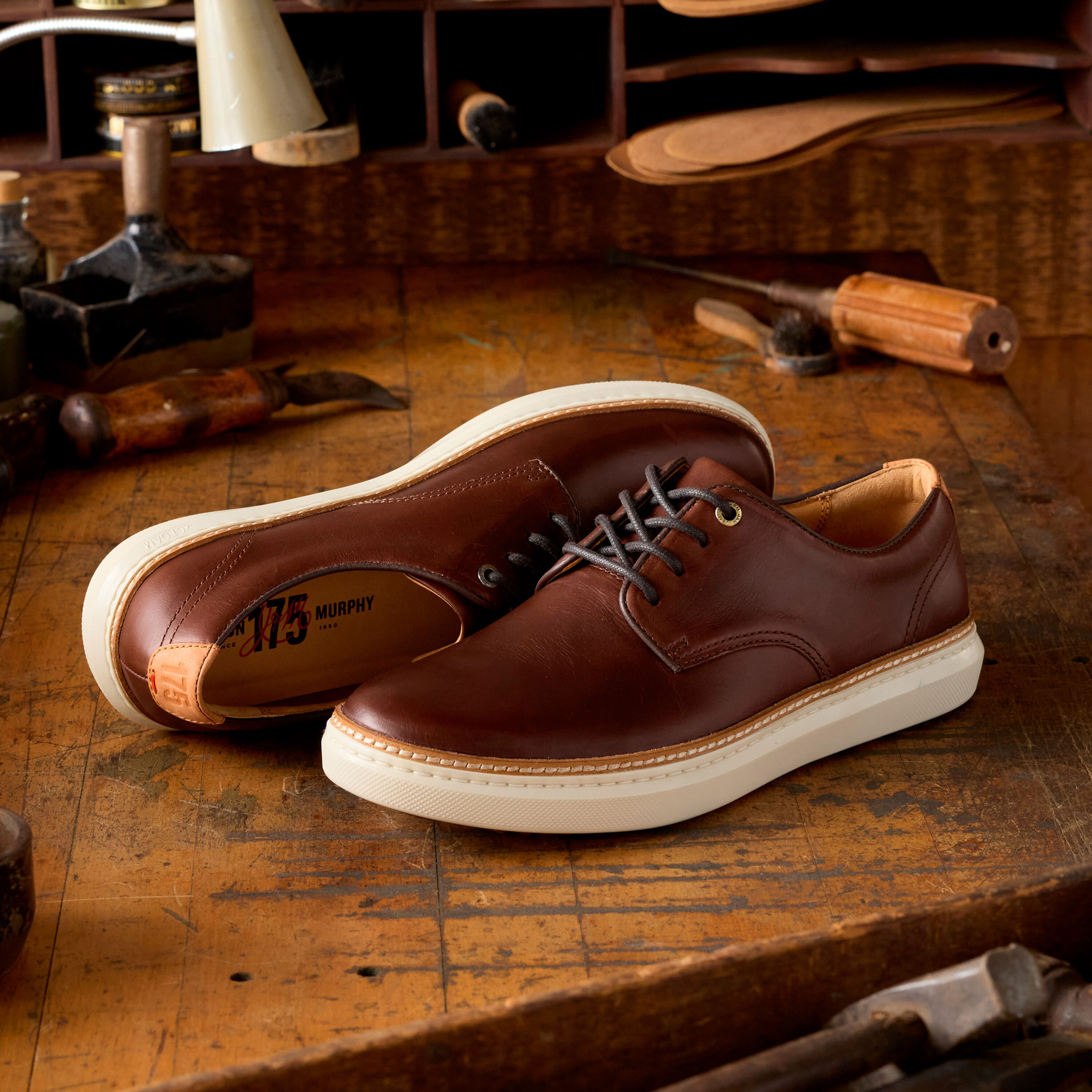 Johnston Murphy Men’s Size 13.0 M McGuffey 2 Plain Toe Brown Leather Oxfords Johnston & Murphy Youth Mcguffey Plain Toe - MetroShoe Warehouse main image 3