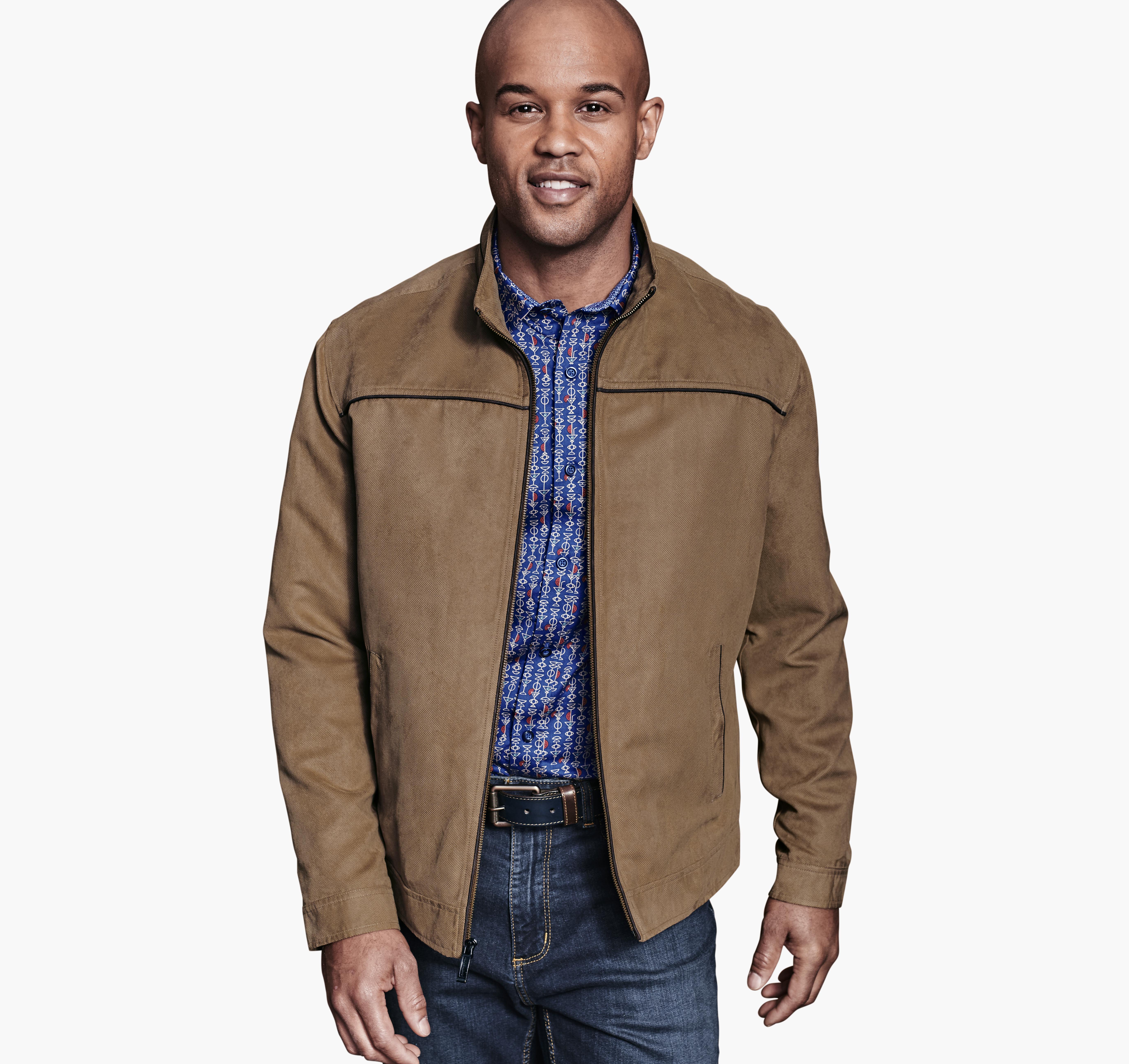 Image of Johnston & Murphy Textured Faux-Suede Jacket