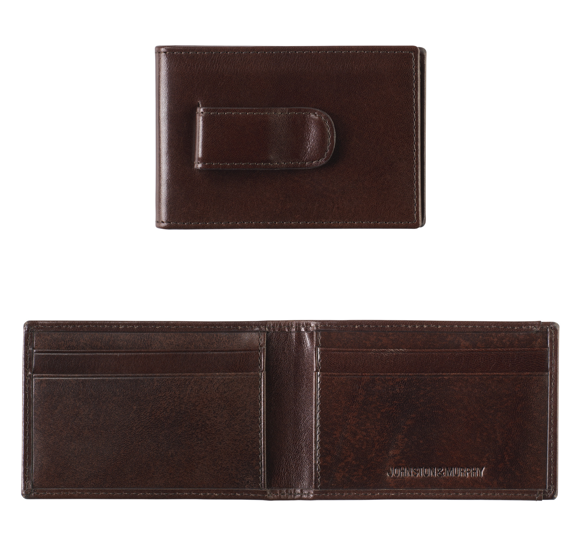 Image of Johnston & Murphy Italian Leather Two-Fold Money Clip Wallet
