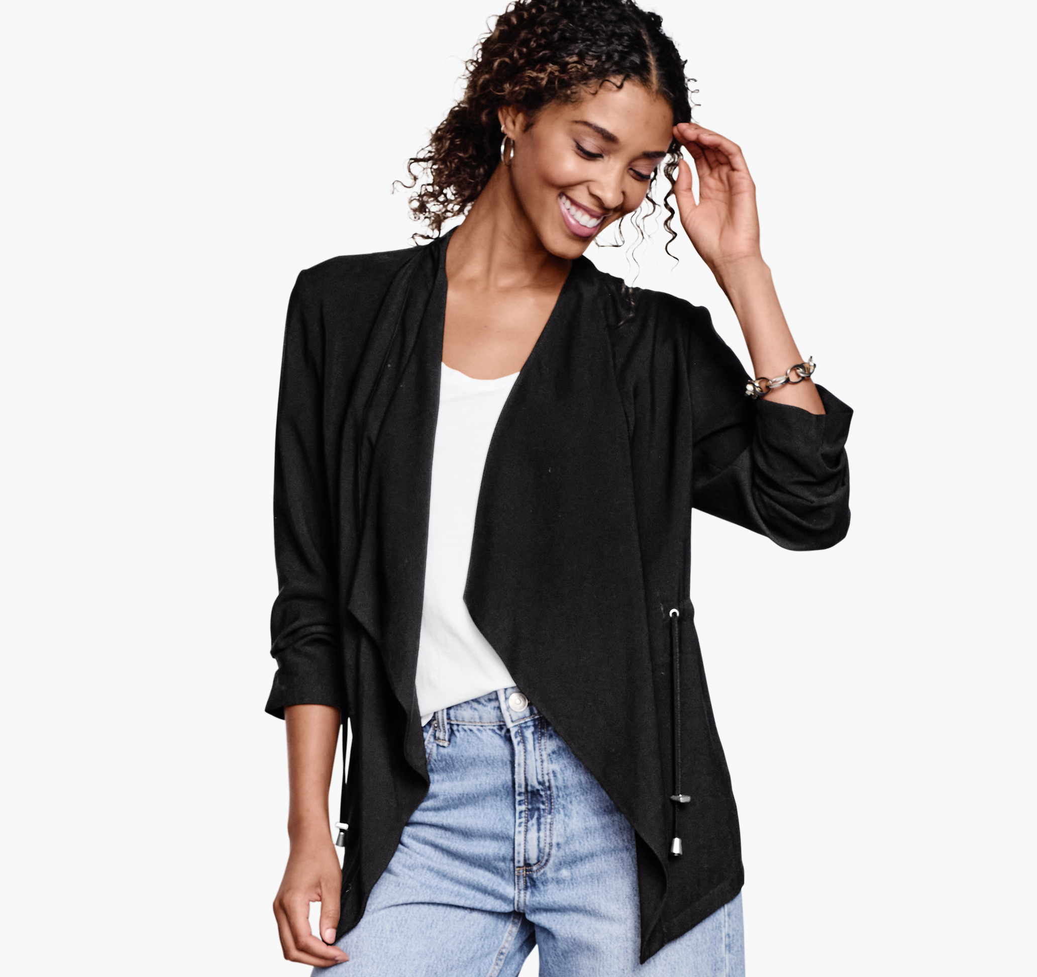Draped Open-Front Blazer image number null