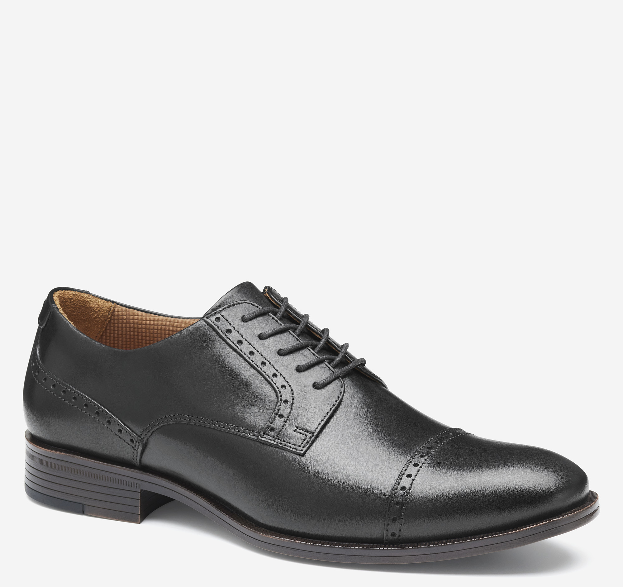 Johnston & Murphy Men's Reeve Cap Toe Lace-Up Dress Shoe - Black Full Grain - Size 8 - M