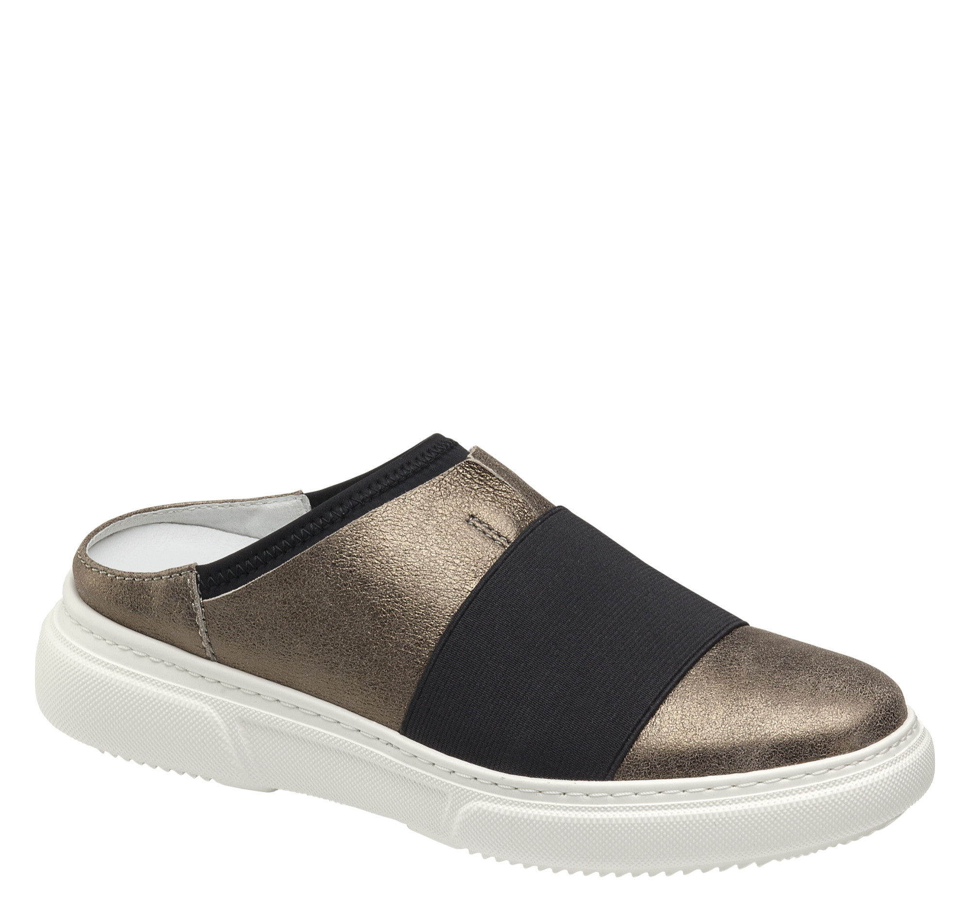 Johnston & Murphy Women's Natalia Mule - Pewter Suede/Black Elastic