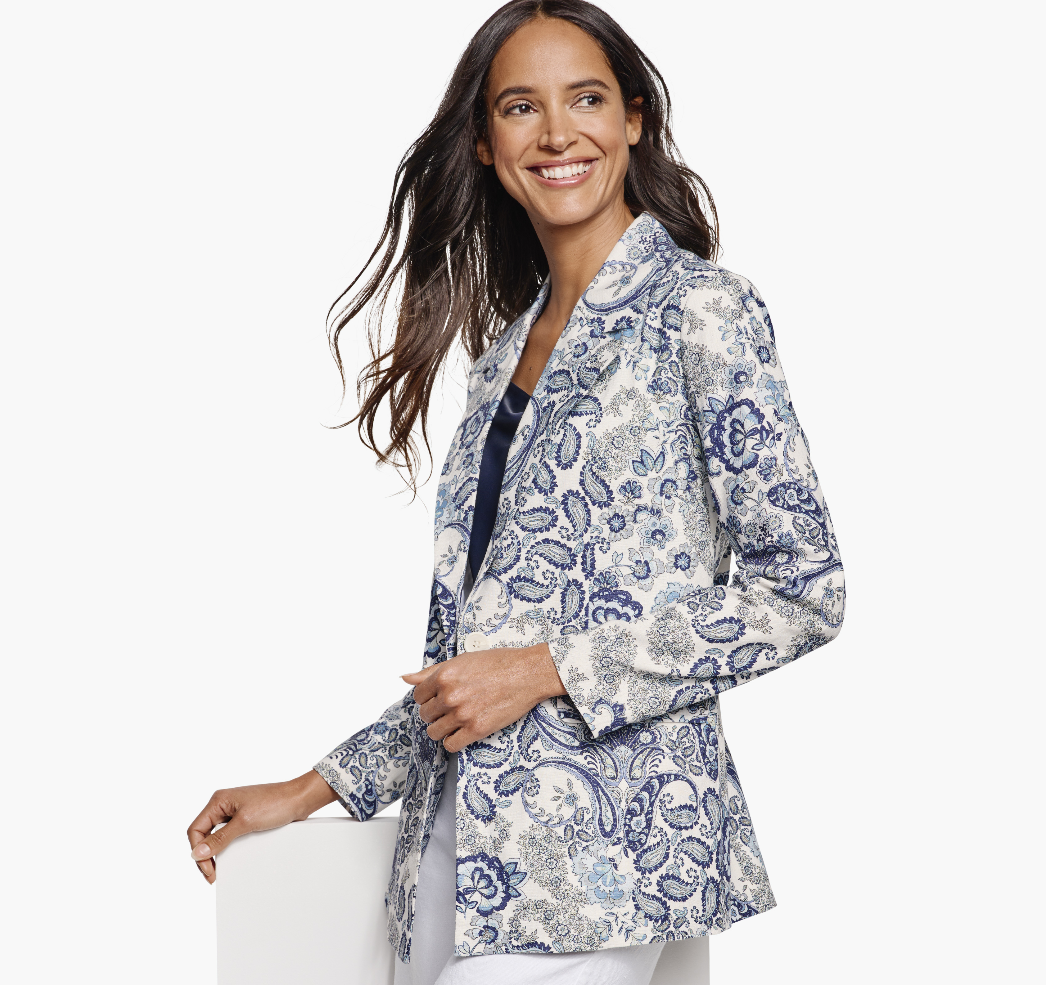 Paisley Printed Lined-Blend Blazer image number null