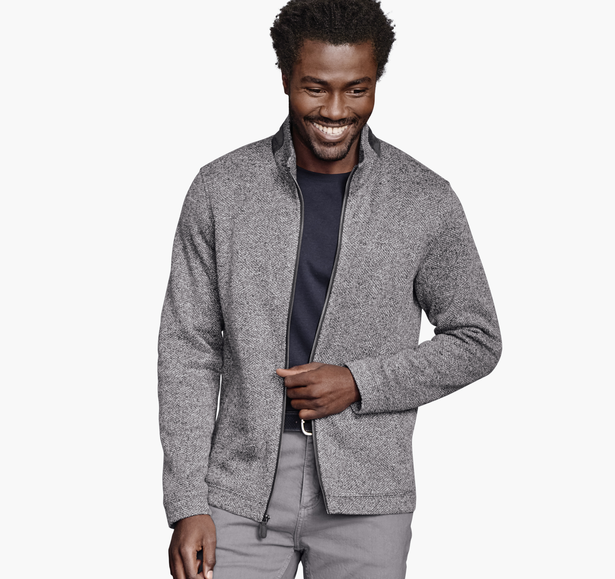 Marled Ribbed Full Zip image number null