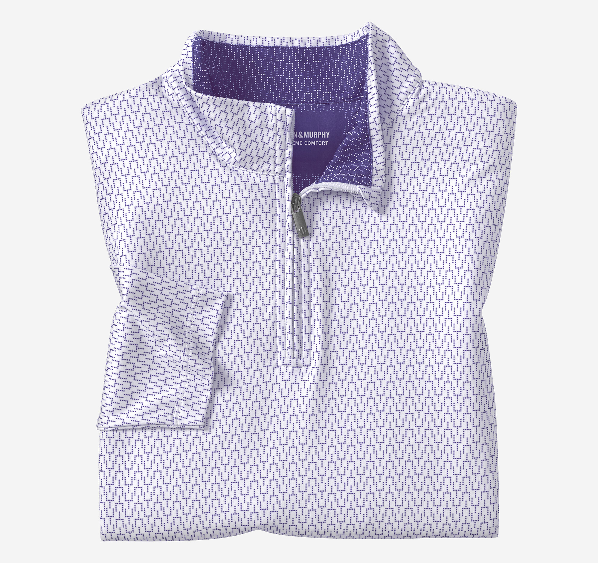 Johnston & Murphy Men's Game Day XC Goal Post Print Quarter-Zip - Purple - Size XL - Regular