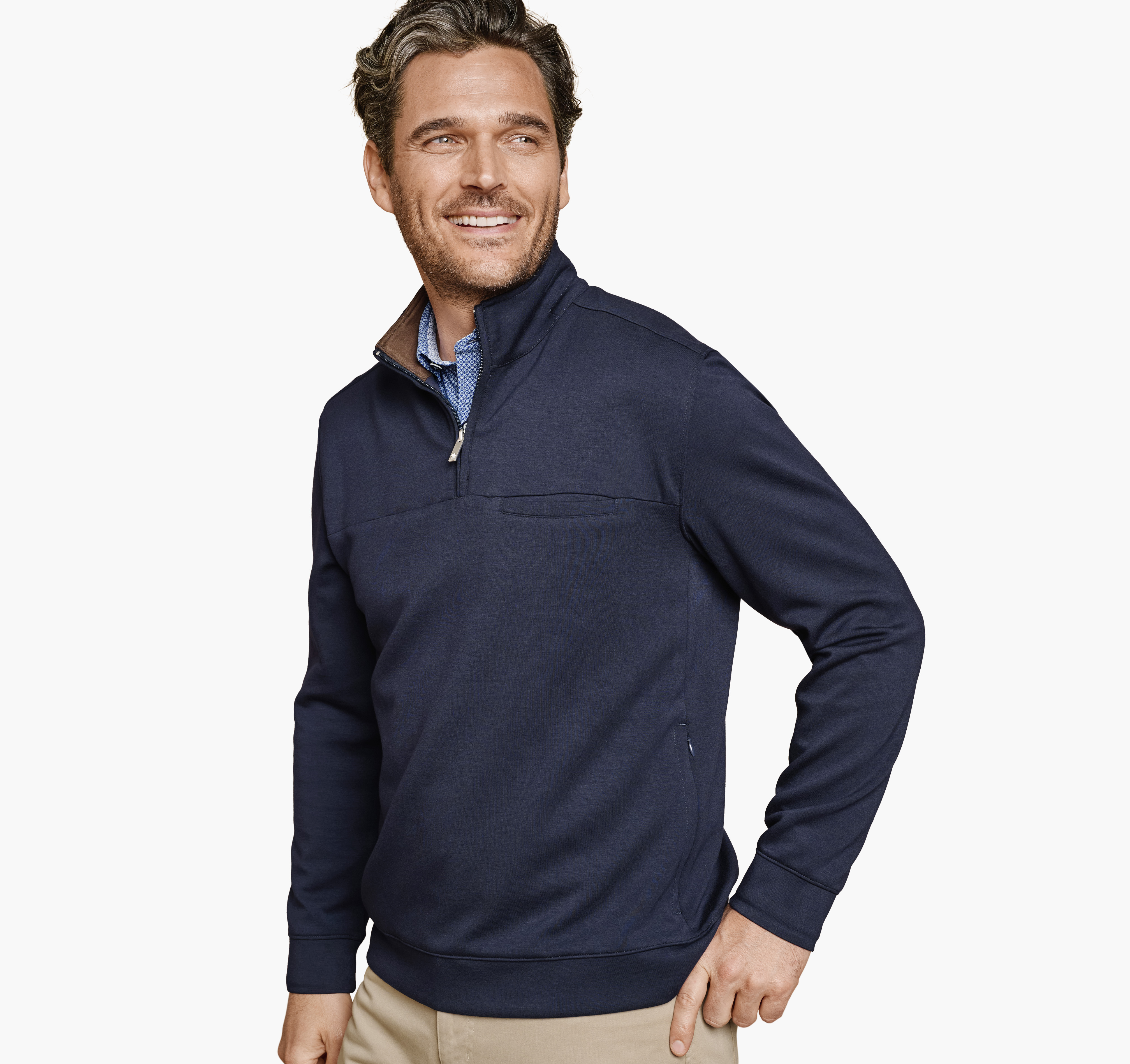 Johnston & Murphy Men's Essential Pocket Quarter-Zip - Navy - Size L - NA