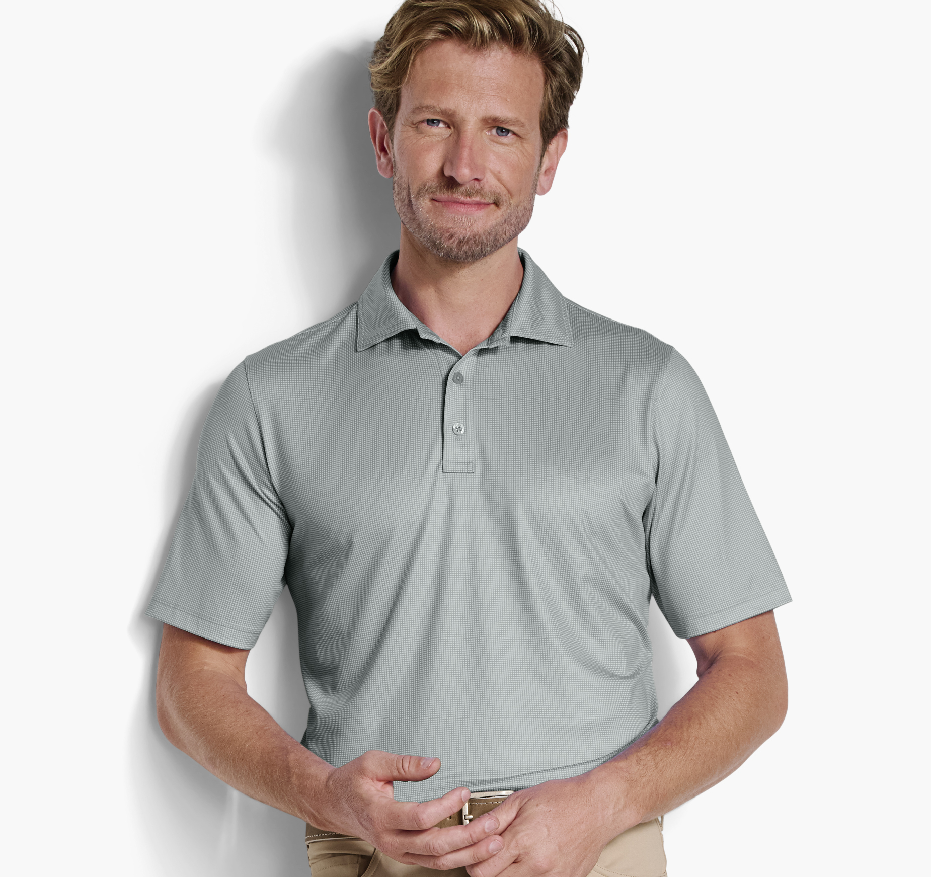 Johnston & Murphy Men's XC Ace Performance Polo - Sage/White Gingham - Size 3XL - Regular