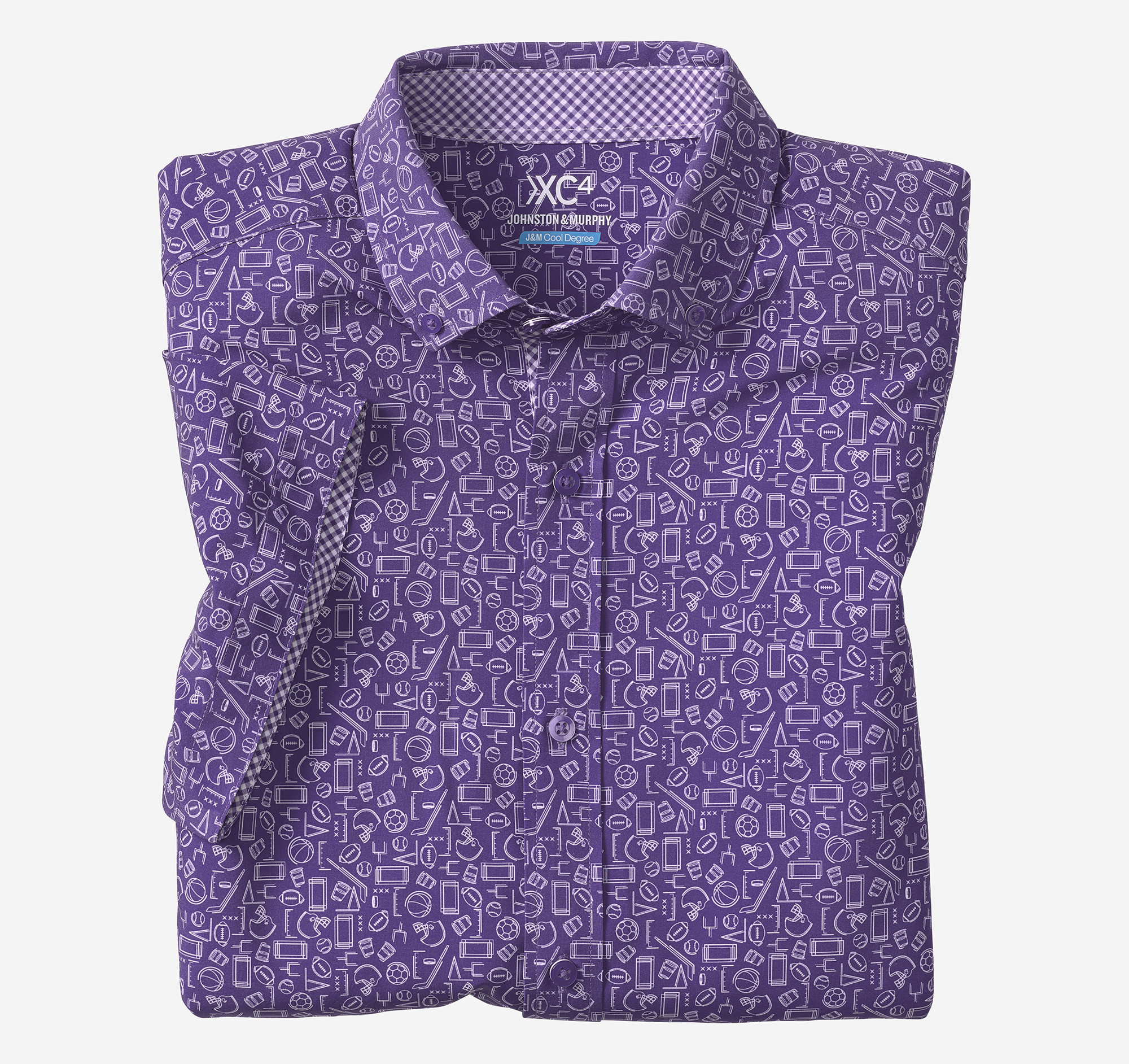 Johnston & Murphy Men's Game Day XC4 Short-Sleeve Multi-Sport Print Shirt - Purple - Size 2XL - NA