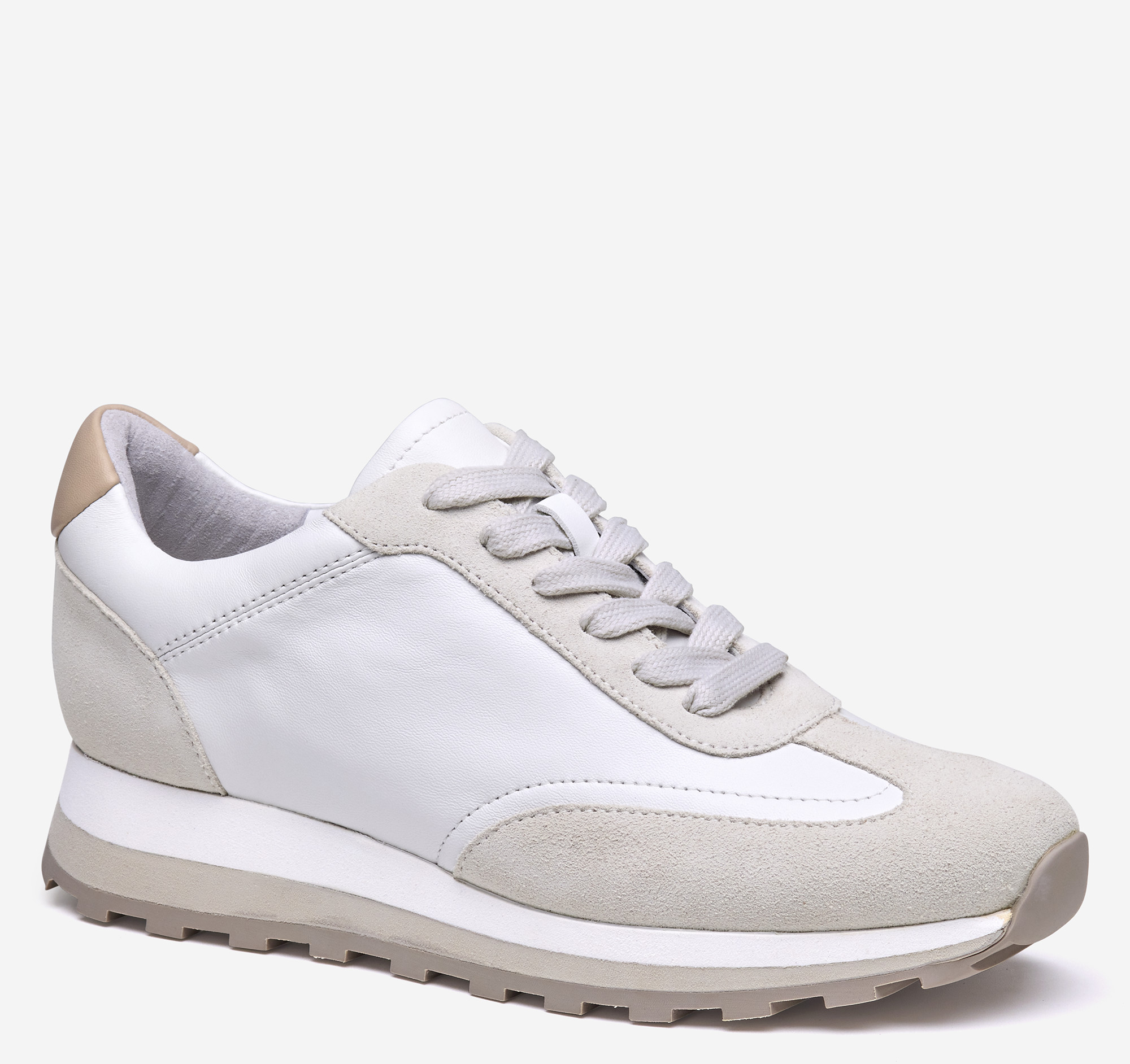 Johnston & Murphy Women's Piper T-Toe Lace-Up - White Nappa Leather/Suede - Size 9.5 - M