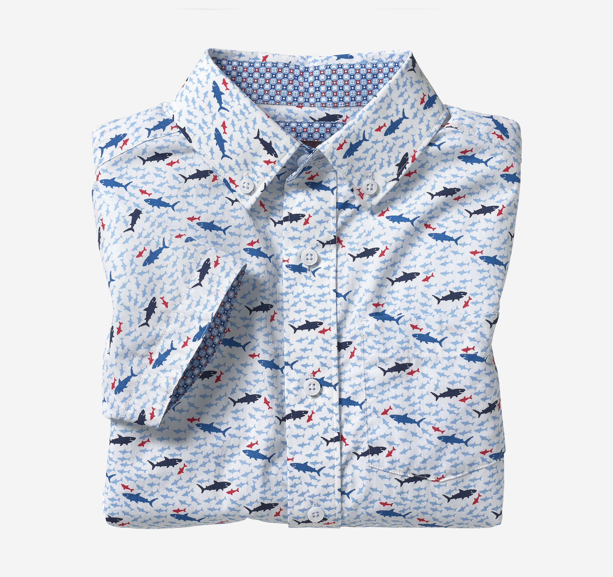 Image of Johnston & Murphy Boys Short-Sleeve Patterned Shirt