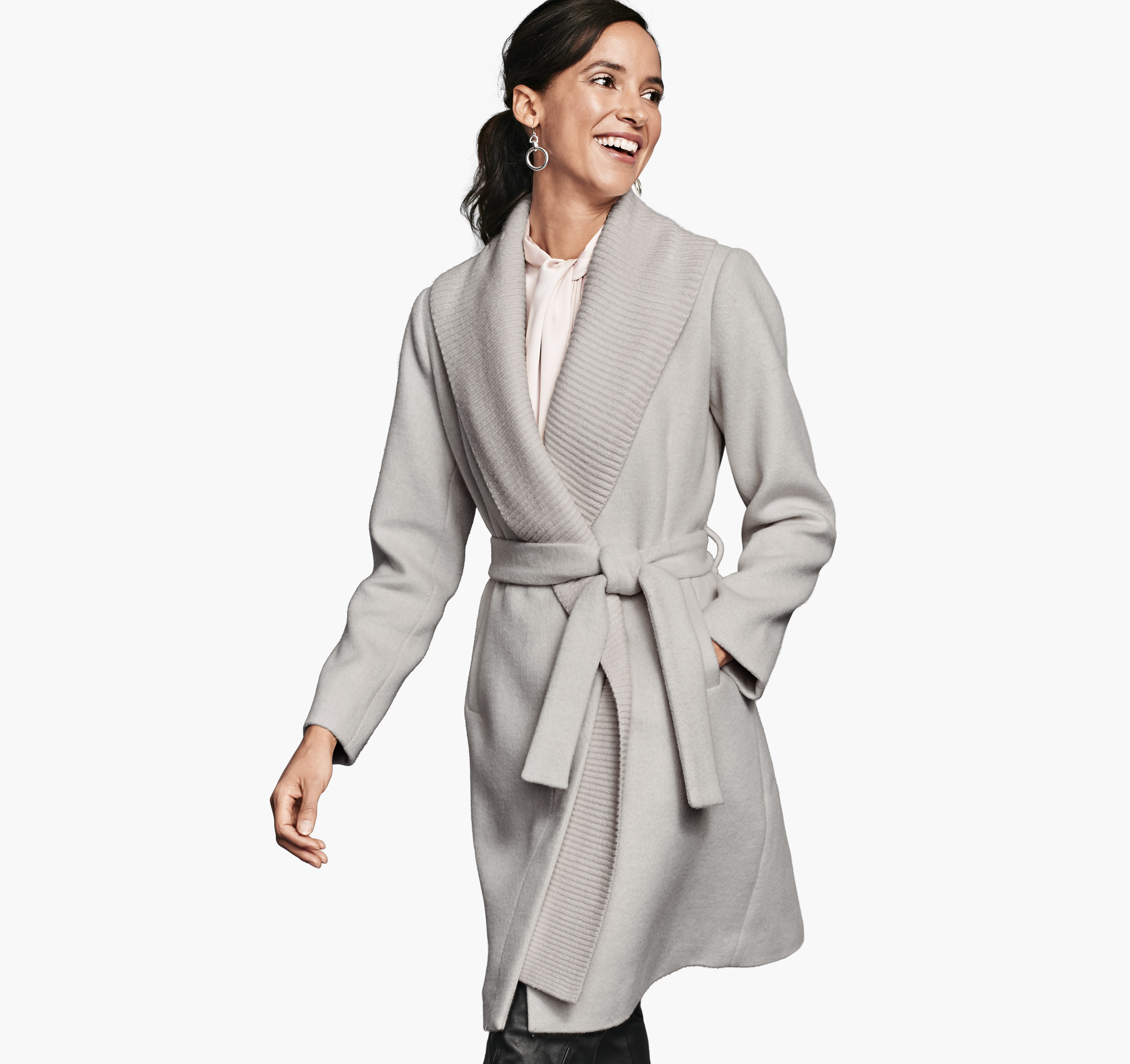 Image of Johnston & Murphy Wool Coat with Removable Knit-Collar