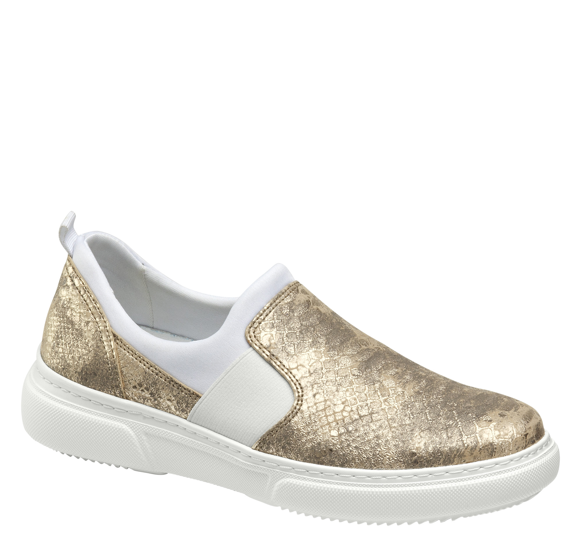 Johnston & Murphy Women's Noelle - Gold Metallic Snake-Print Leather