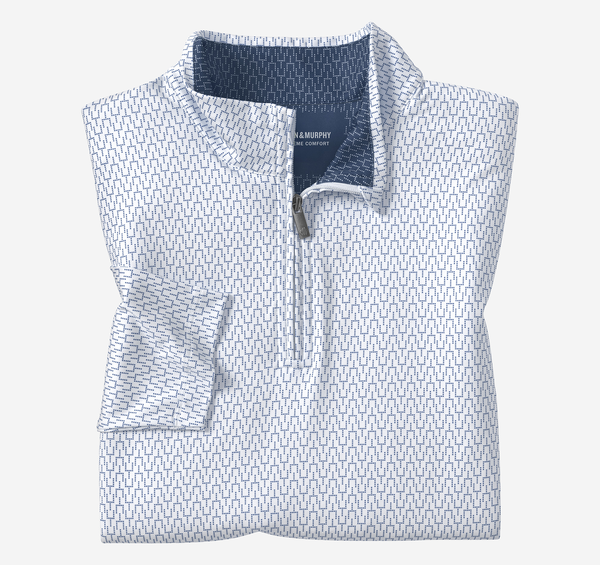 Johnston & Murphy Men's Game Day XC Goal Post Print Quarter-Zip - Navy - Size XL - Regular