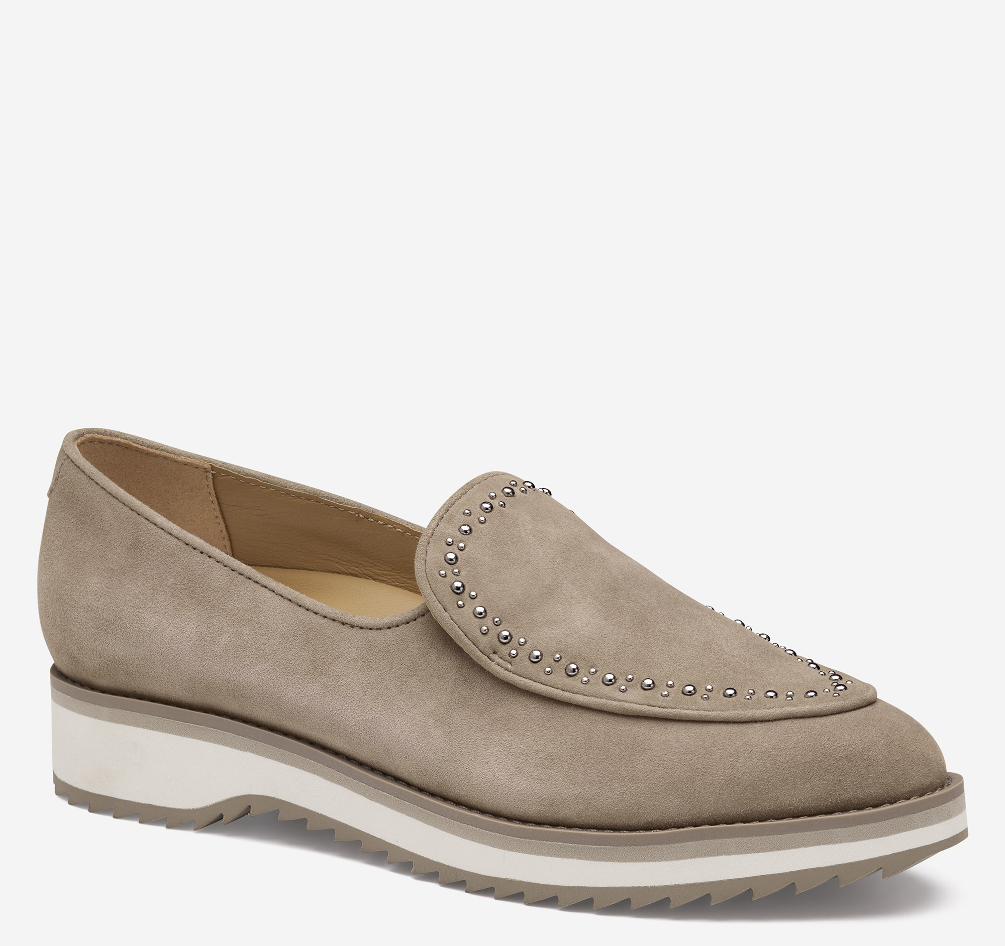 UPC 198907043708 product image for Johnston & Murphy Women's Ulyssa Studded Loafer - Taupe Kid Suede - Size 8.5 - M | upcitemdb.com