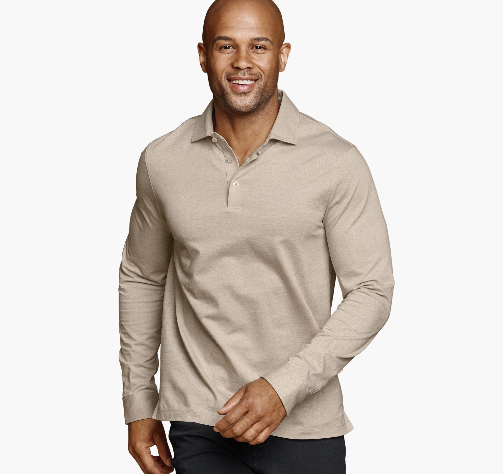 Johnston Murphy Herringbone Long-Sleeve Polo Oatmeal Online