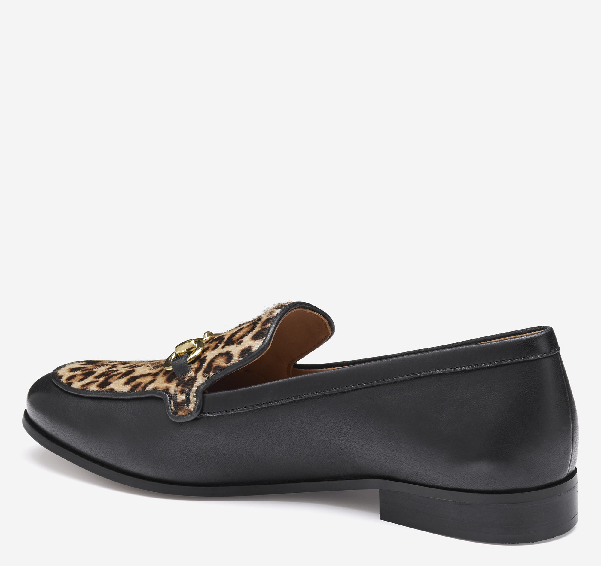 Women's Ali Bit Loafer in Black Glove Leather/Leopard Haircalf ...