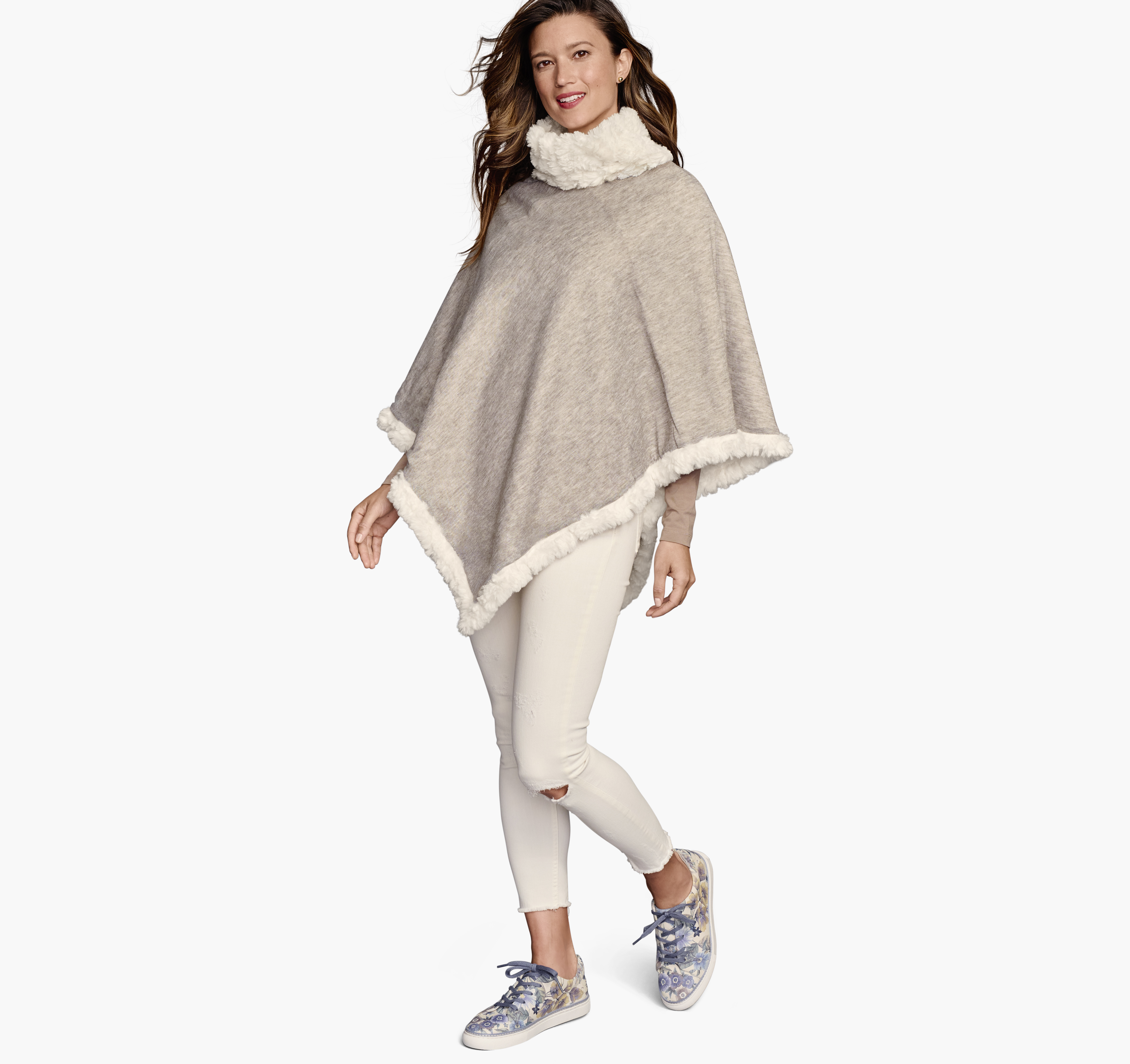 Reversible Faux-Fur Poncho