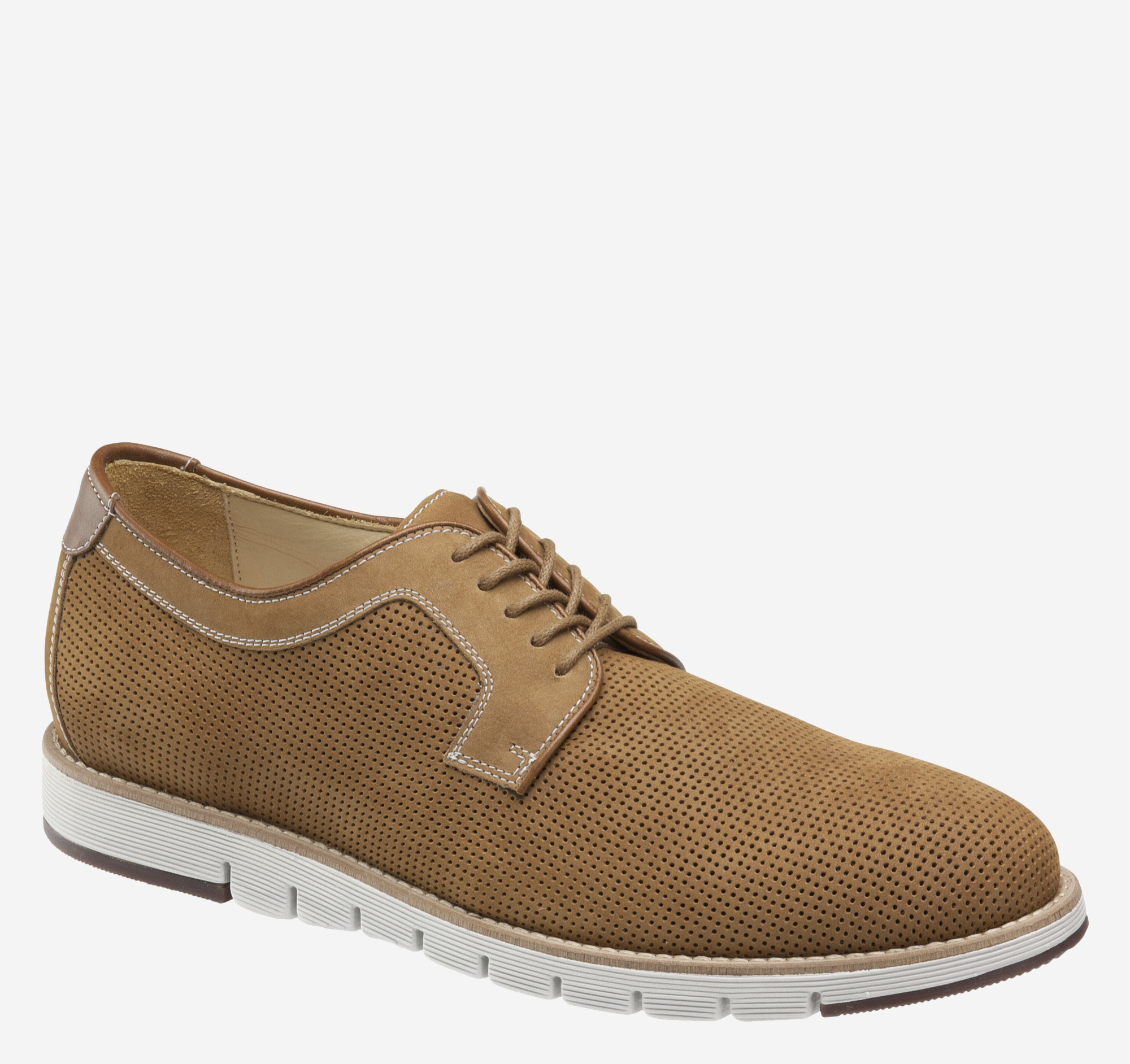 Johnston & Murphy Men's Martell Perfed Plain Toe - Dark Camel Nubuck