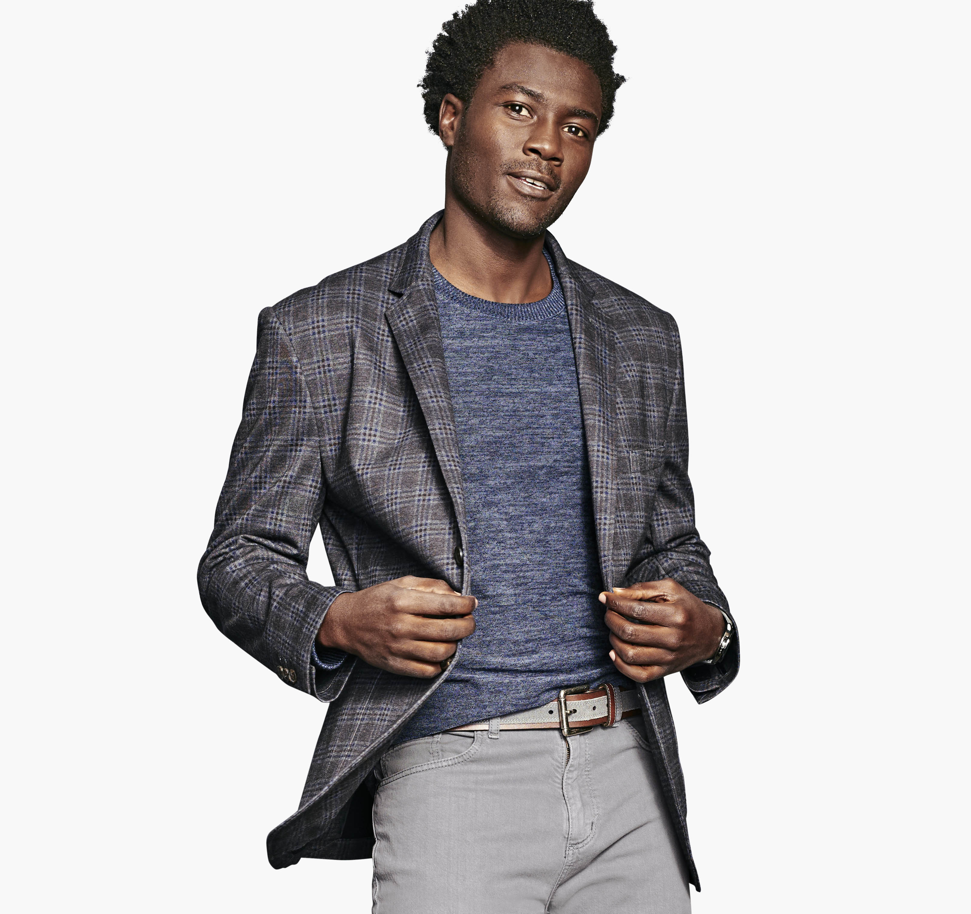 Image of Johnston & Murphy Relaxed Plaid Knit Blazer