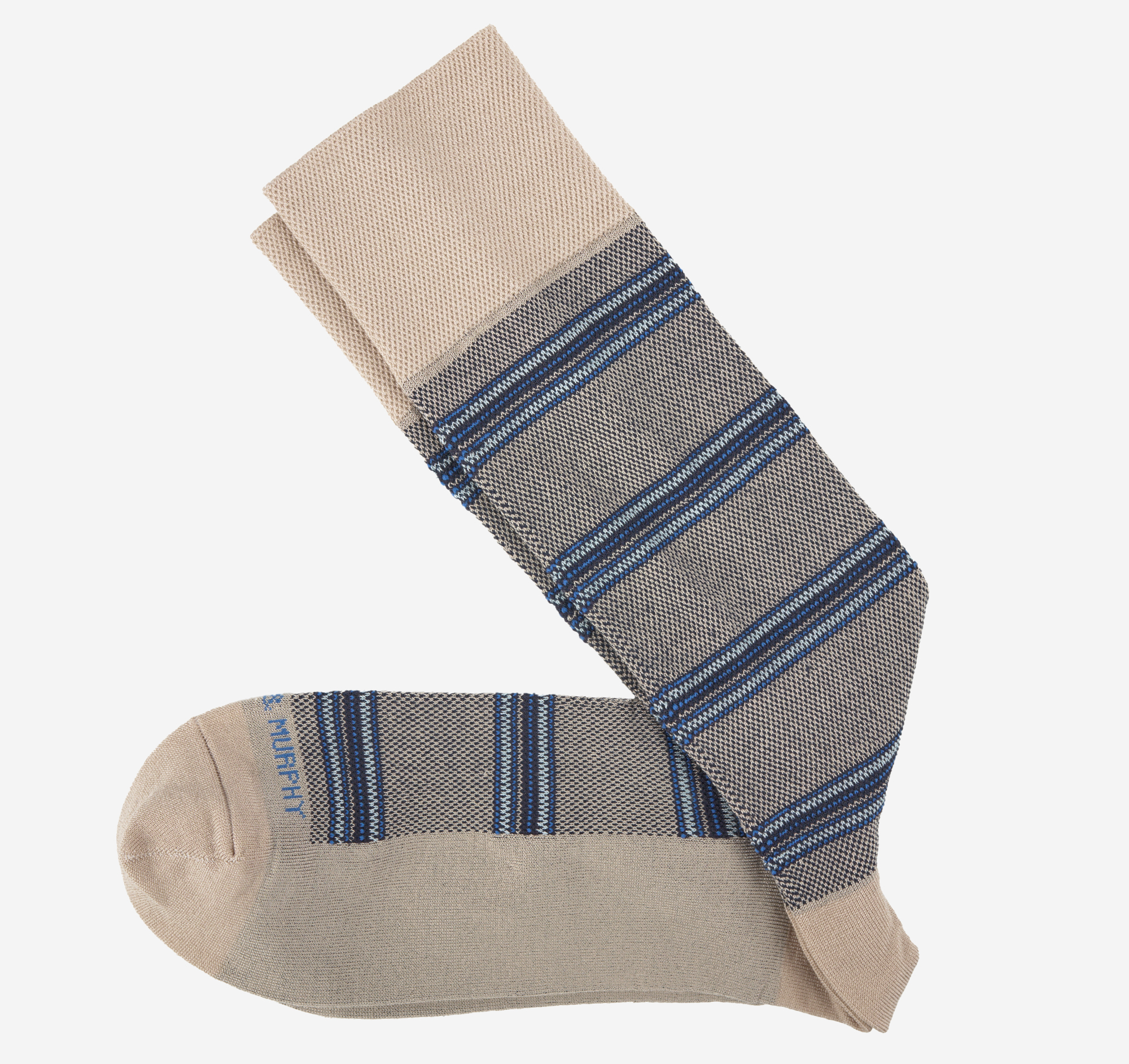 Johnston & Murphy Men's Patterned Dress Socks - Gray Multi Striped Pindot - Size EACH